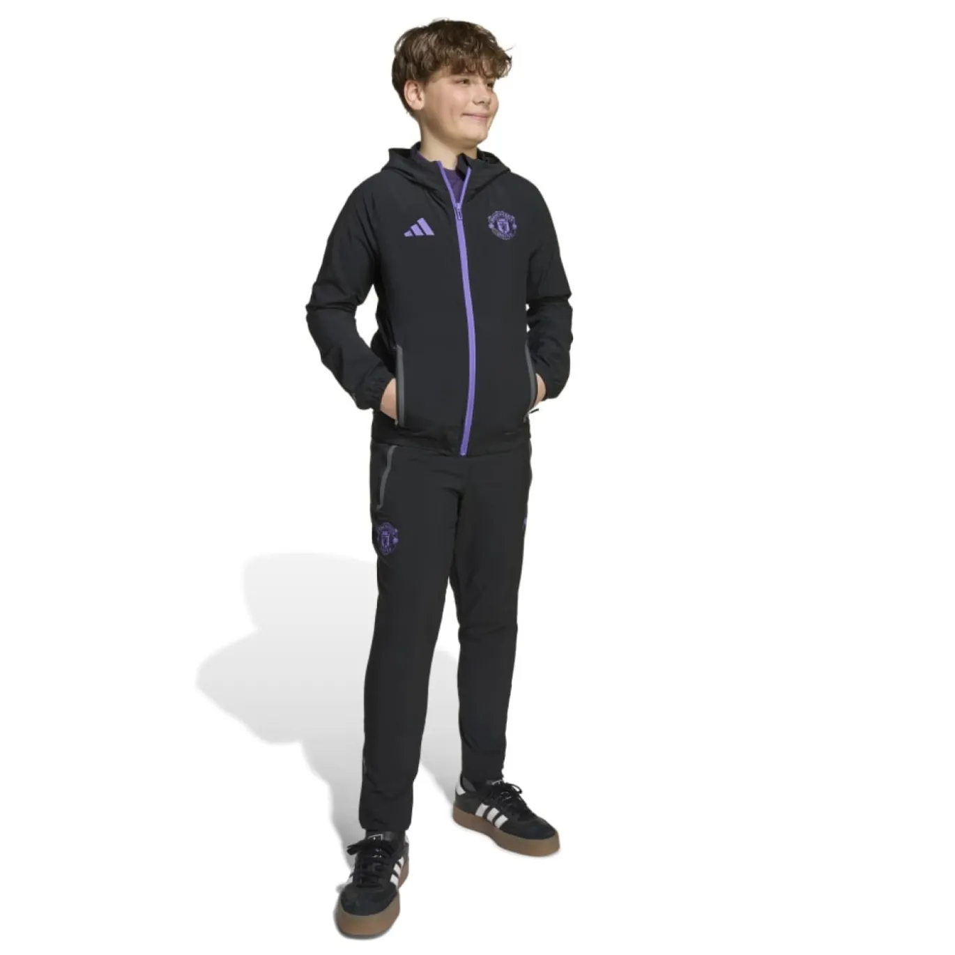 adidas Manchester United Vis Tech Trainingspak Full-Zip Kids Zwart Paars