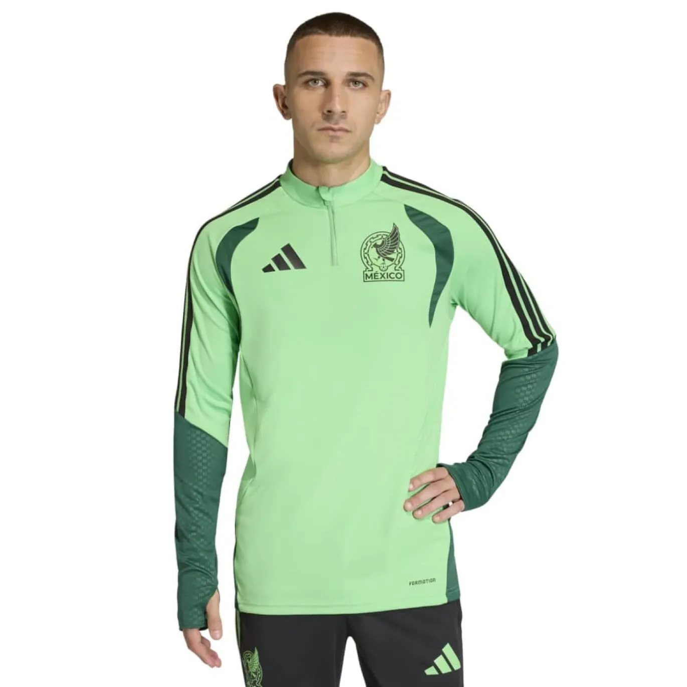 adidas Mexico Trainingspak 1/4-Zip 2026-2028 Lichtgroen Zwart Groen