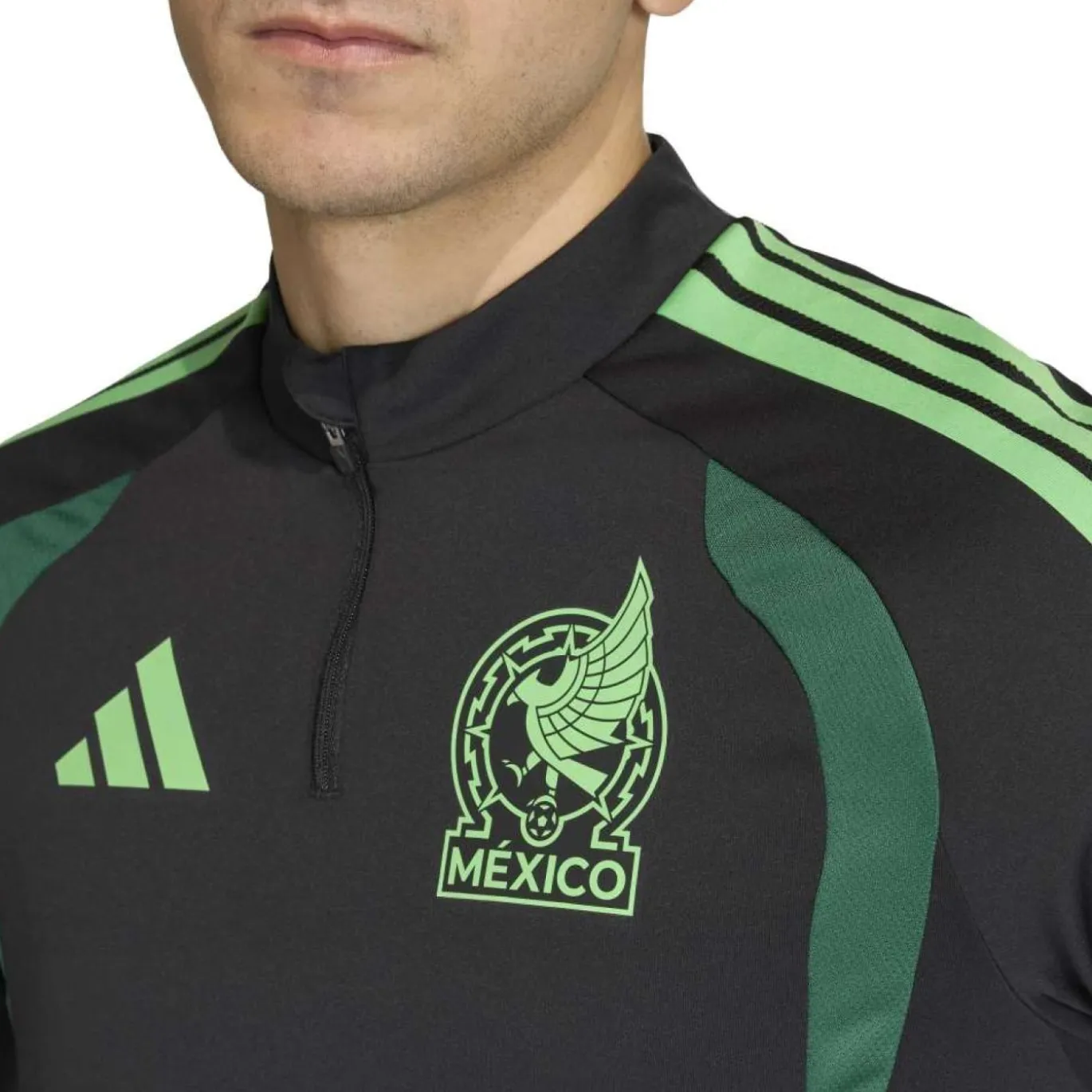 adidas Mexico Trainingstrui 1/4-Zip 2026-2028 Zwart Lichtgroen Groen