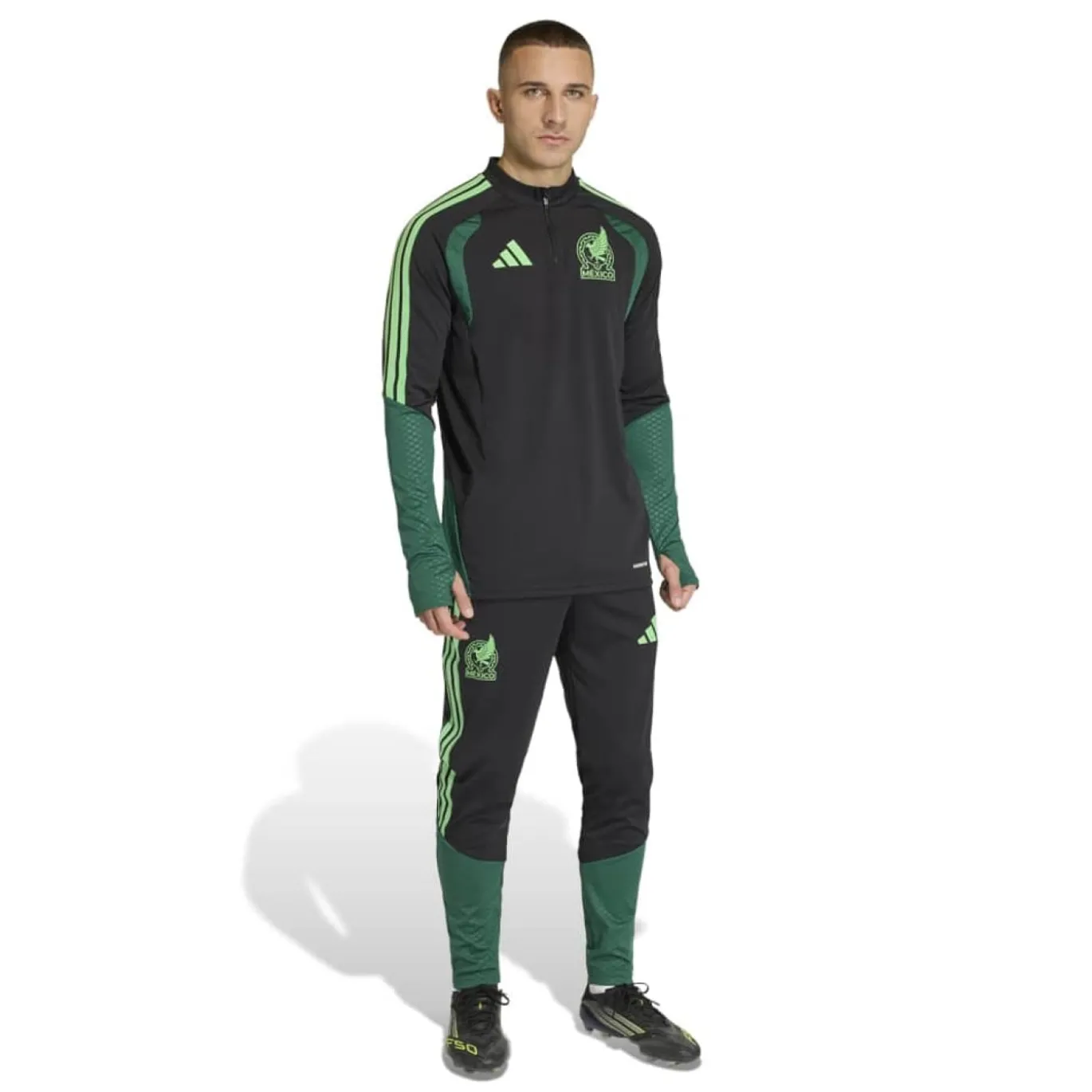adidas Mexico Trainingstrui 1/4-Zip 2026-2028 Zwart Lichtgroen Groen