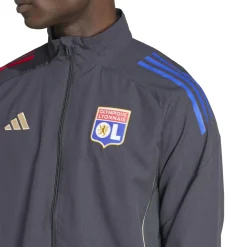 adidas Olympique Lyon Presentatie Trainingspak Full-Zip 2025-2026 Donkergrijs Goud Rood Blauw