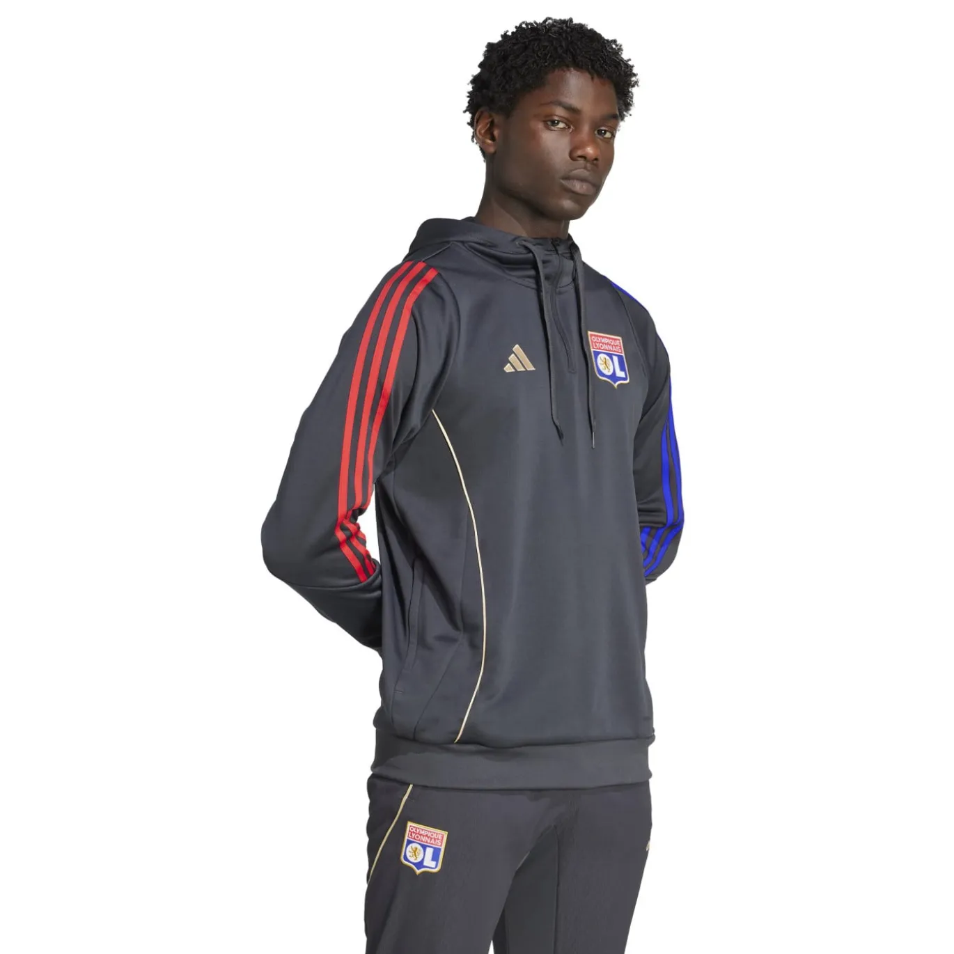 adidas Olympique Lyon Track Hoodie 2025-2026 Donkergrijs Goud Rood Blauw