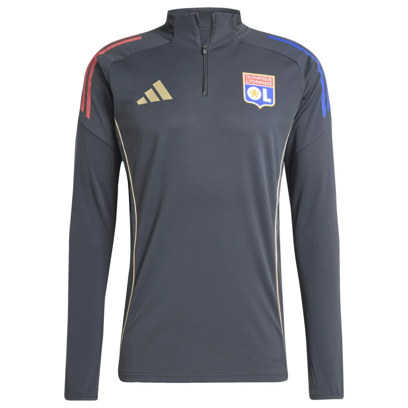 adidas Olympique Lyon Trainingspak 1/4-Zip 2025-2026 Donkergrijs Goud Rood Blauw