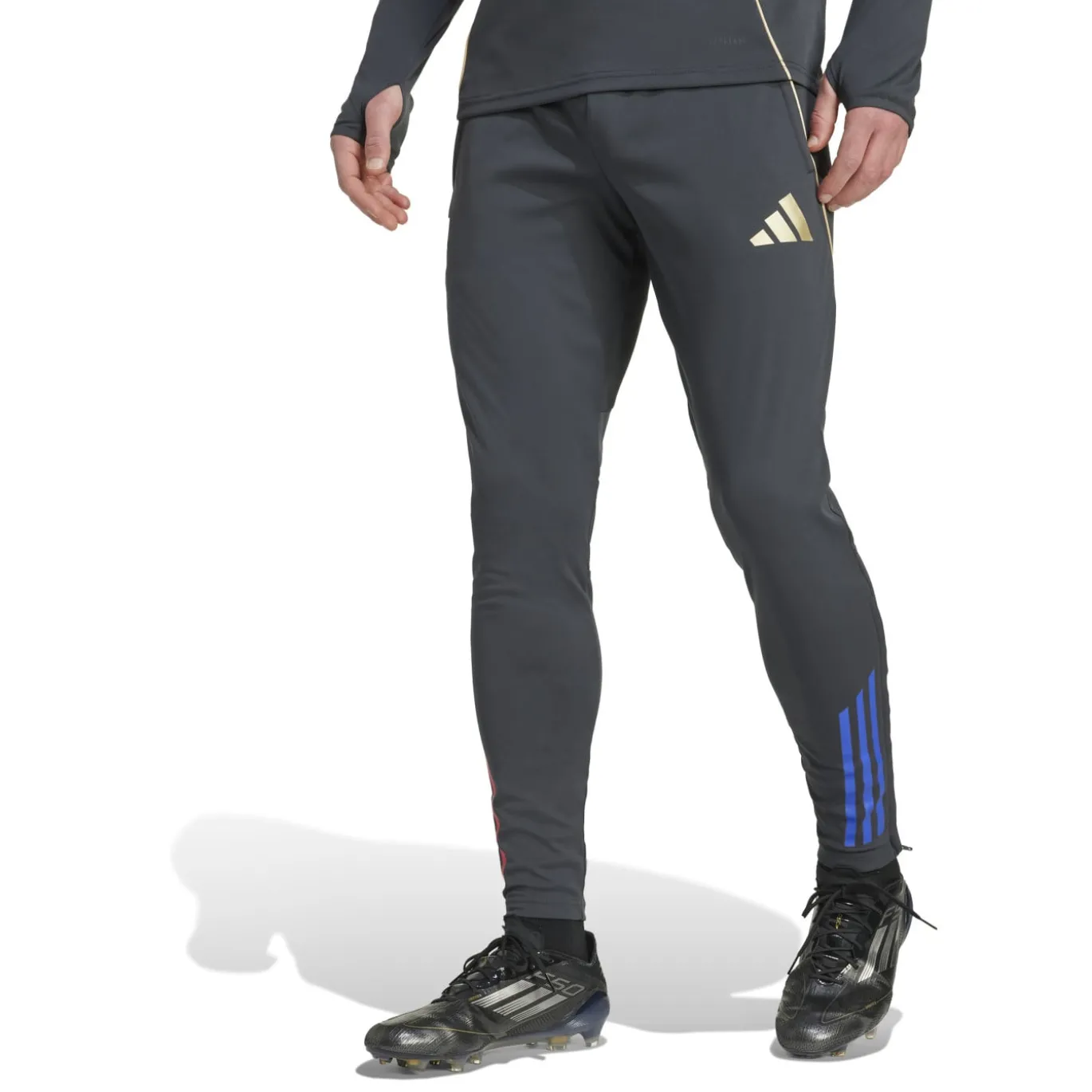adidas Olympique Lyon Trainingspak 1/4-Zip 2025-2026 Donkergrijs Goud Rood Blauw
