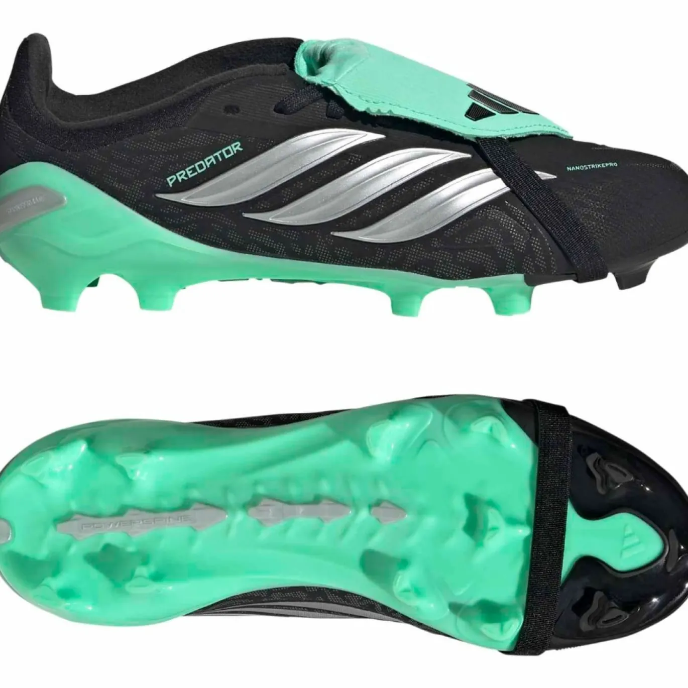 adidas Predator Elite FT Gras Voetbalschoenen (FG) Kids Zwart Zilver Mintgroen