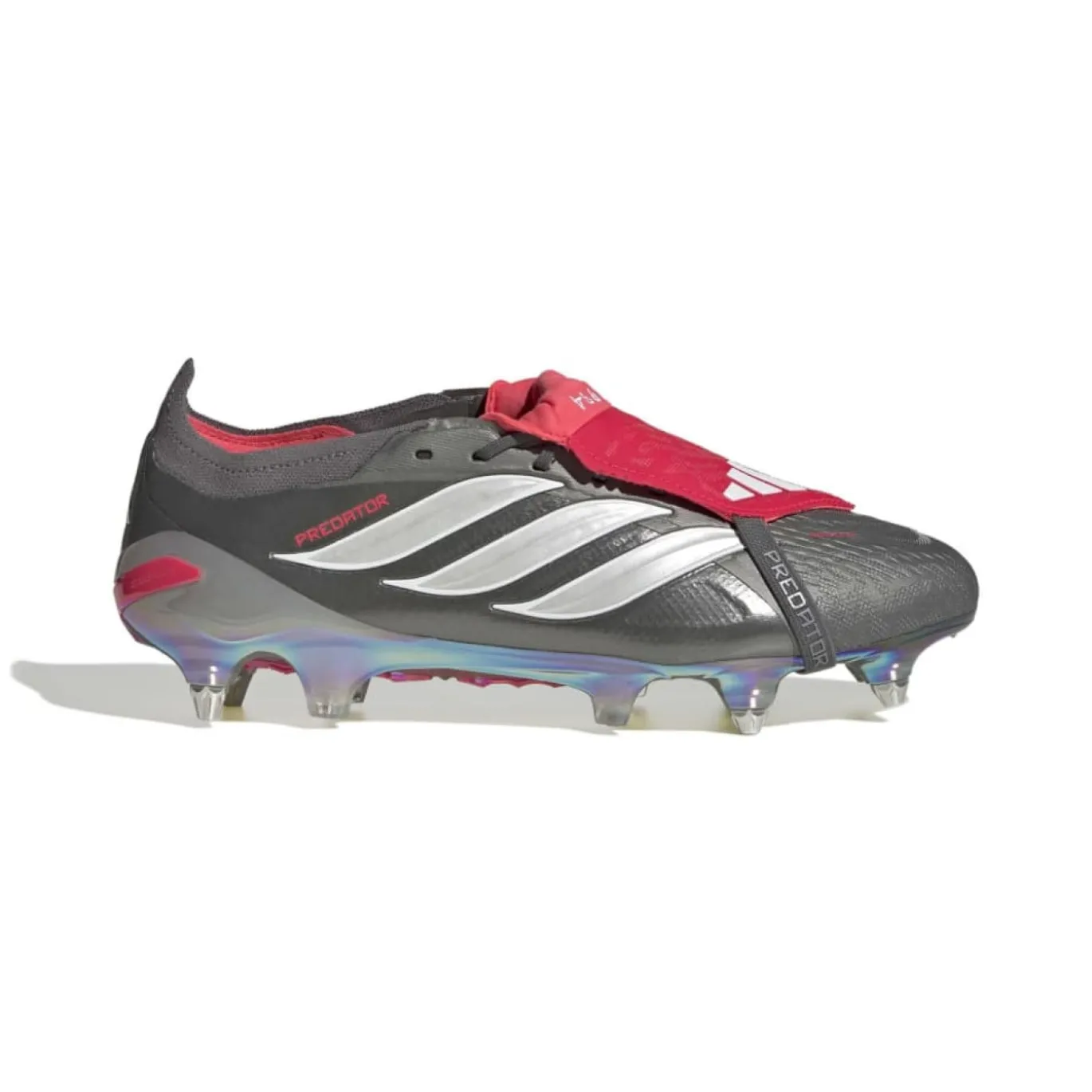adidas Predator Elite FT IJzeren-Nop Voetbalschoenen (SG) Donkergrijs Wit Zilver Rood