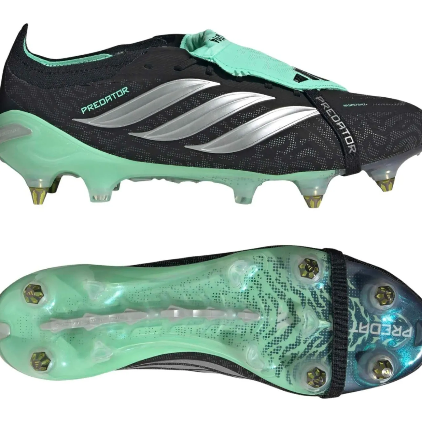 adidas Predator Elite FT IJzeren-Nop Voetbalschoenen (SG) Zwart Zilver Mintgroen