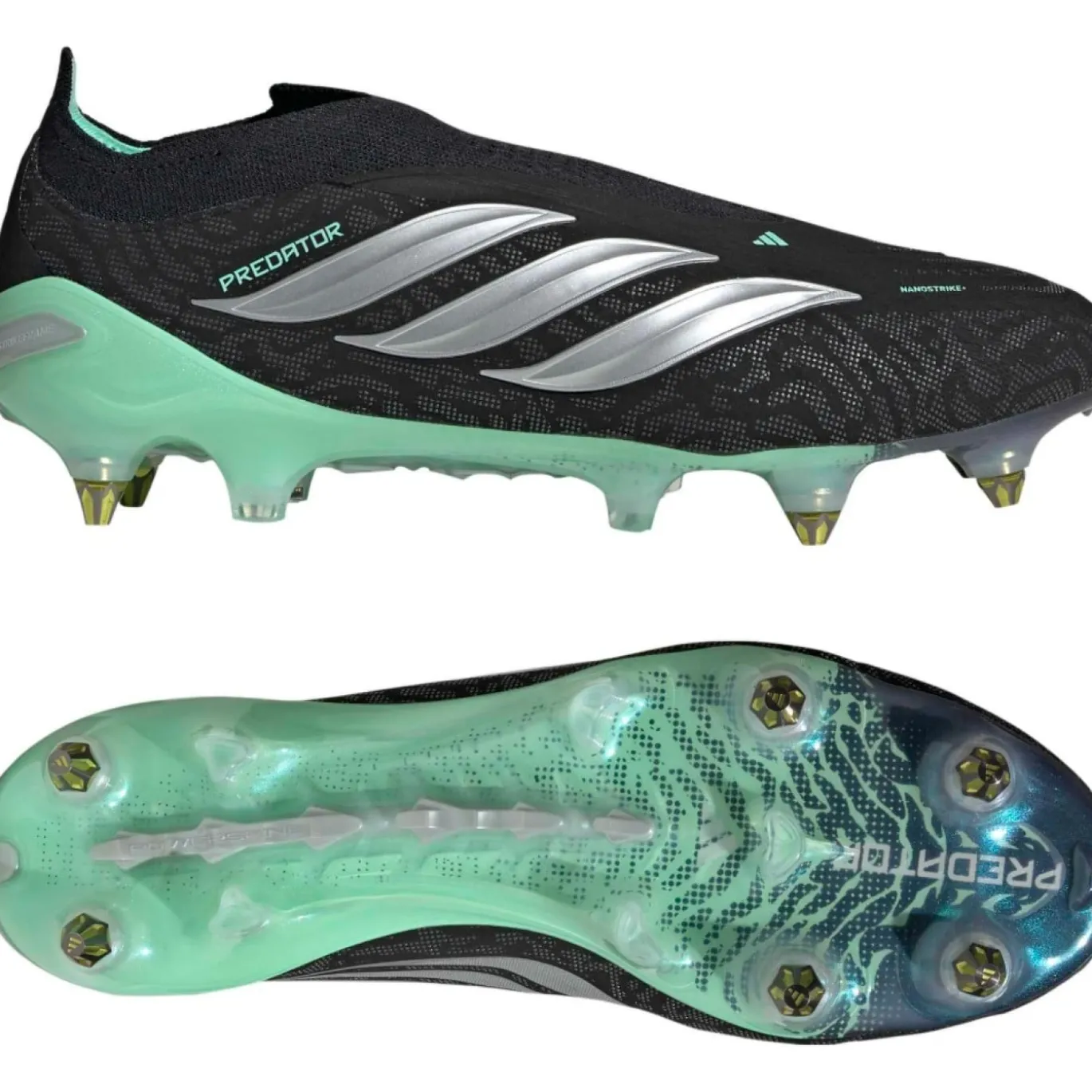 adidas Predator Elite Veterloze IJzeren-Nop Voetbalschoenen (SG) Zwart Zilver Mintgroen