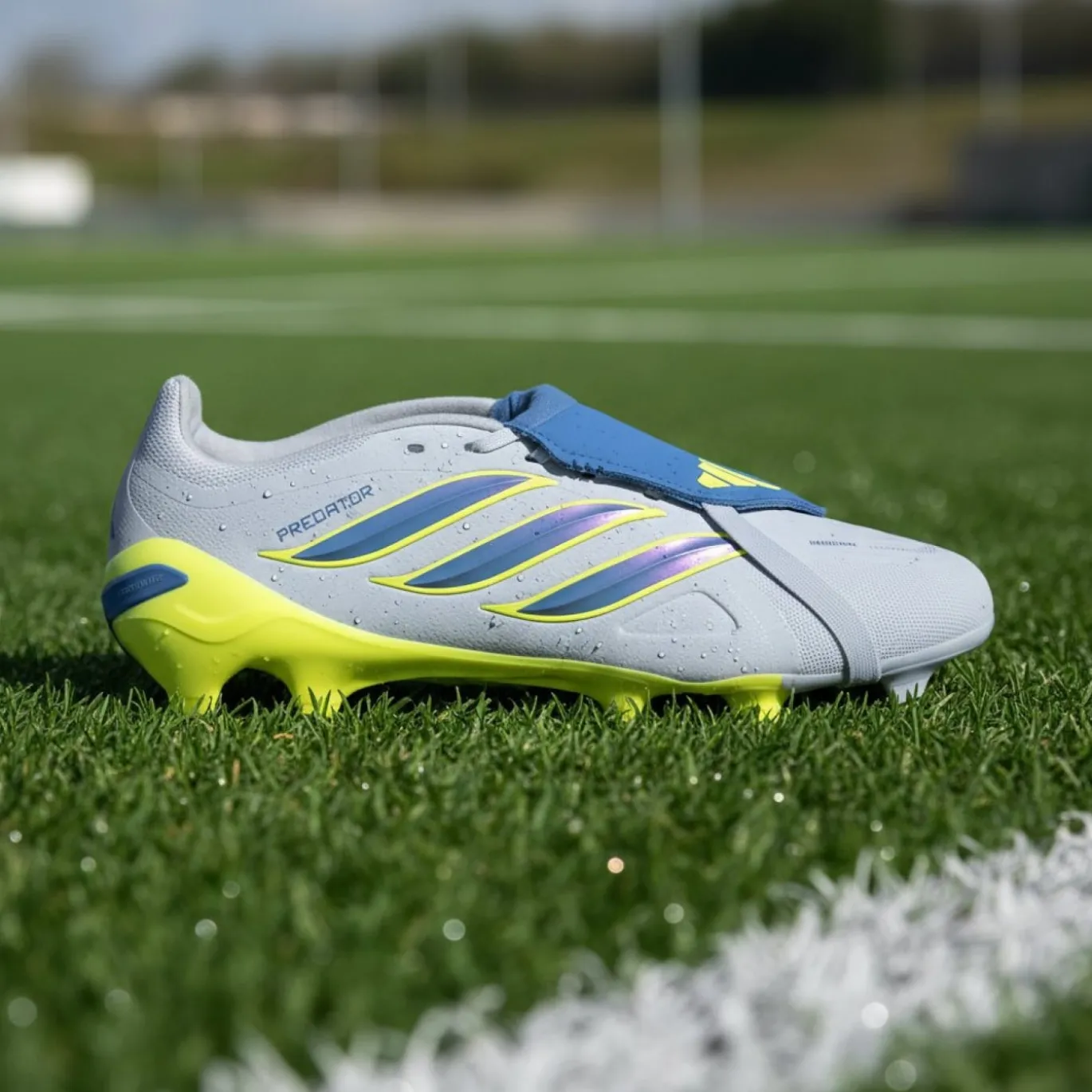 adidas Predator League FT Gras Voetbalschoenen (FG) Lichtblauw Blauw Geel