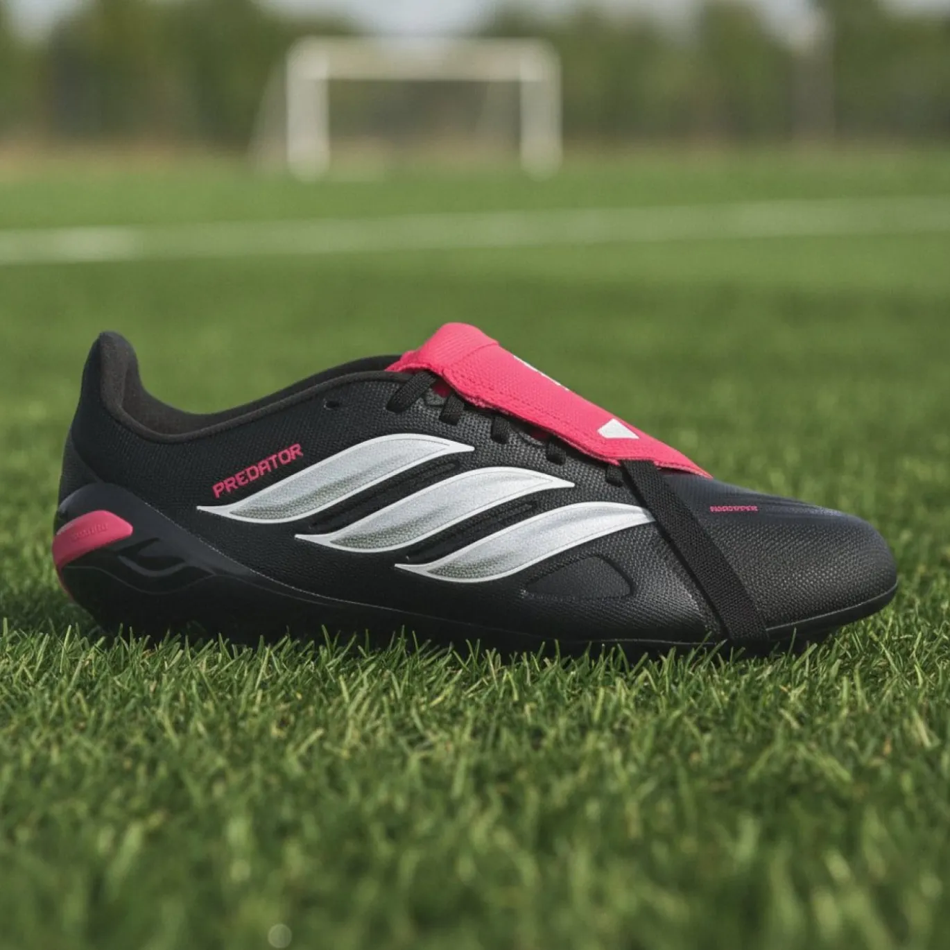 adidas Predator League FT Gras Voetbalschoenen (FG) Kids Zwart Wit Rood