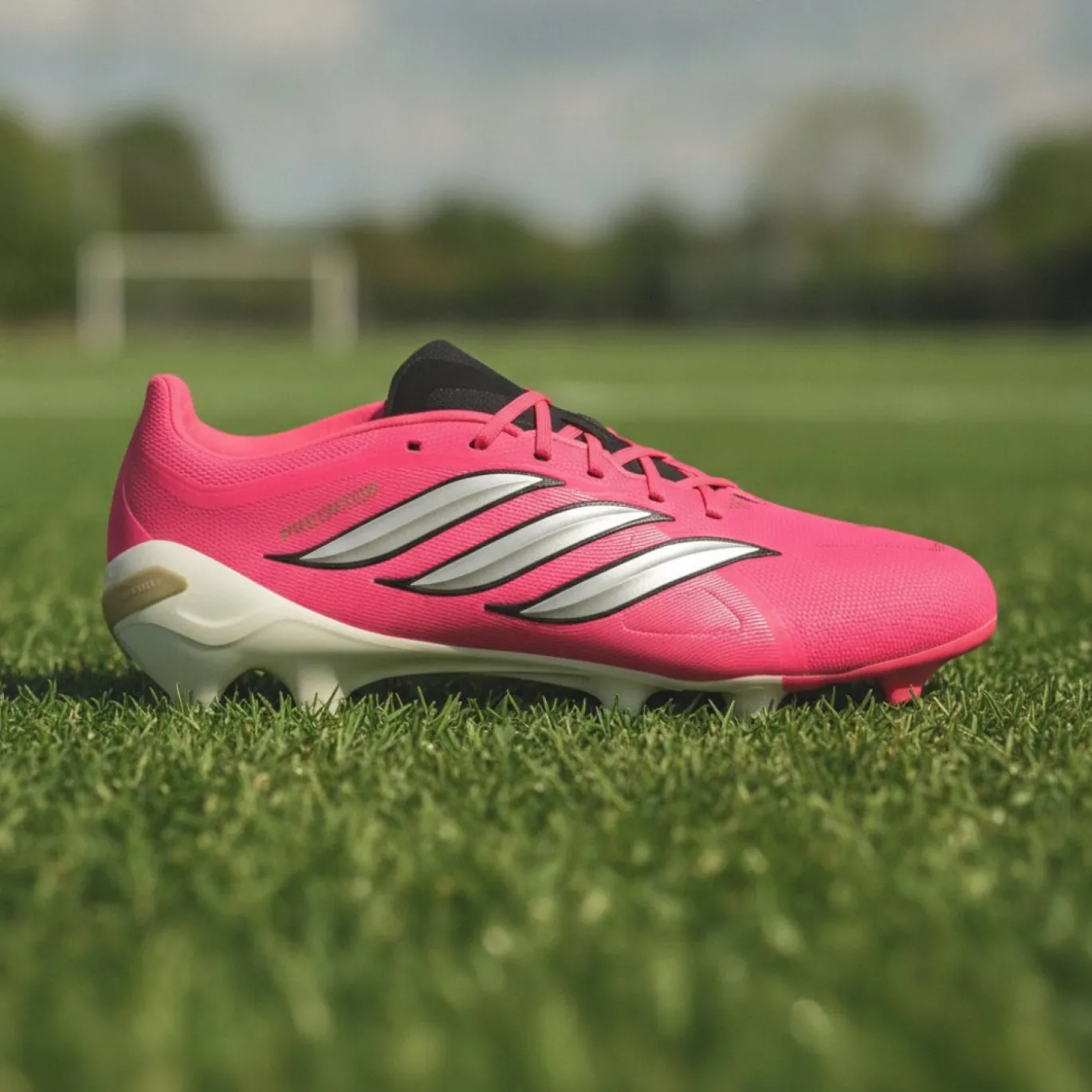 adidas Predator League Gras Voetbalschoenen (FG) Felroze Zilvergrijs Zwart Goud