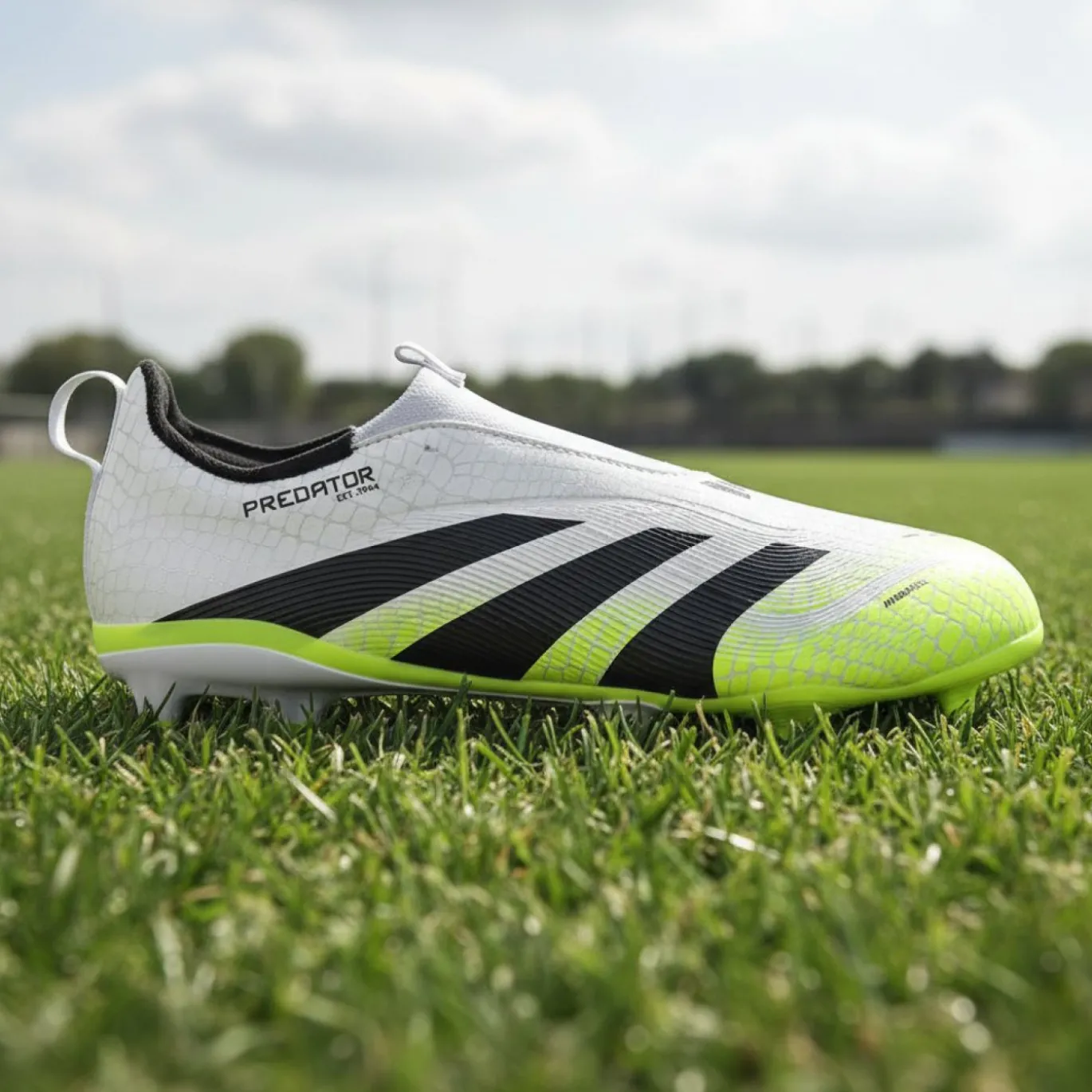 adidas Predator League Veterloze Gras / Kunstgras Voetbalschoenen (MG) Kids Wit Zwart Neongeel