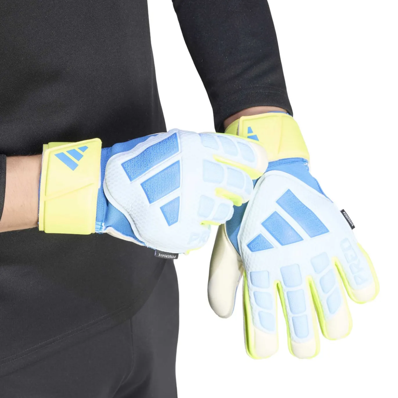 adidas Predator Match Fingersave Keepershandschoenen Lichtblauw Blauw Neongeel