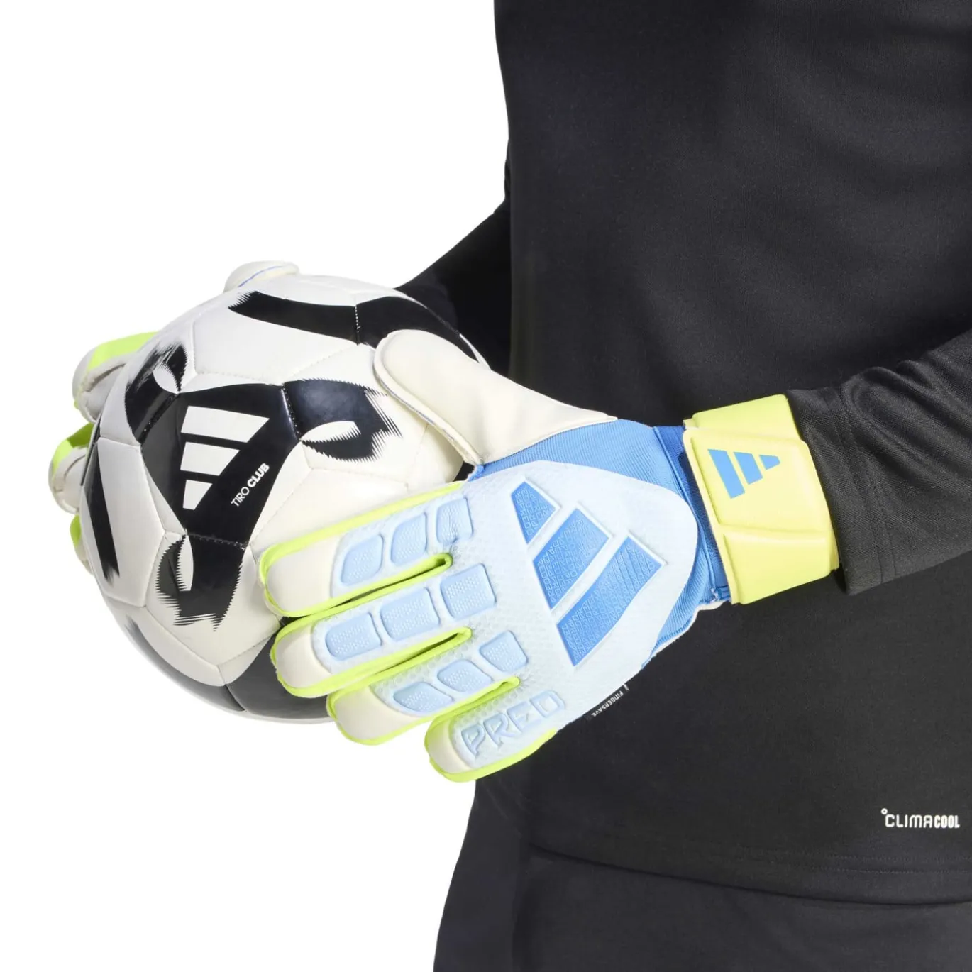 adidas Predator Match Fingersave Keepershandschoenen Lichtblauw Blauw Neongeel