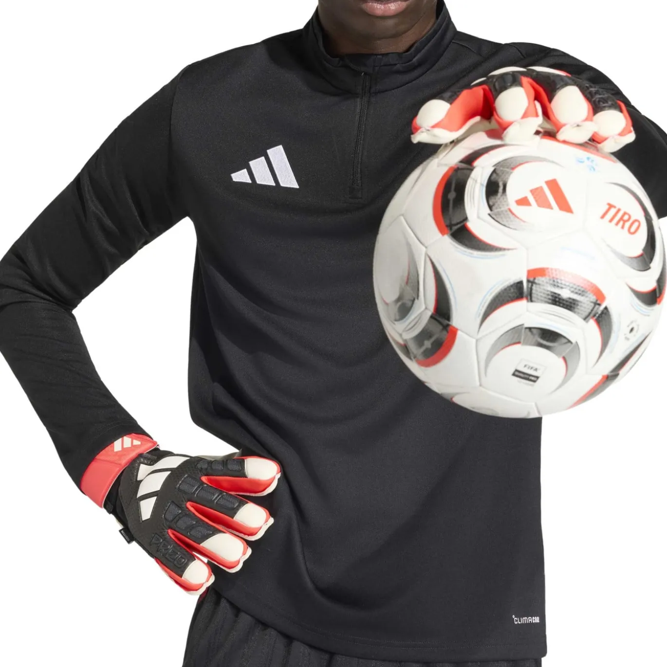 adidas Predator Match Fingersave Keepershandschoenen Zwart Wit Rood