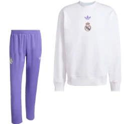 adidas Real Madrid Lifestyler Crew Trainingspak Wit Paars