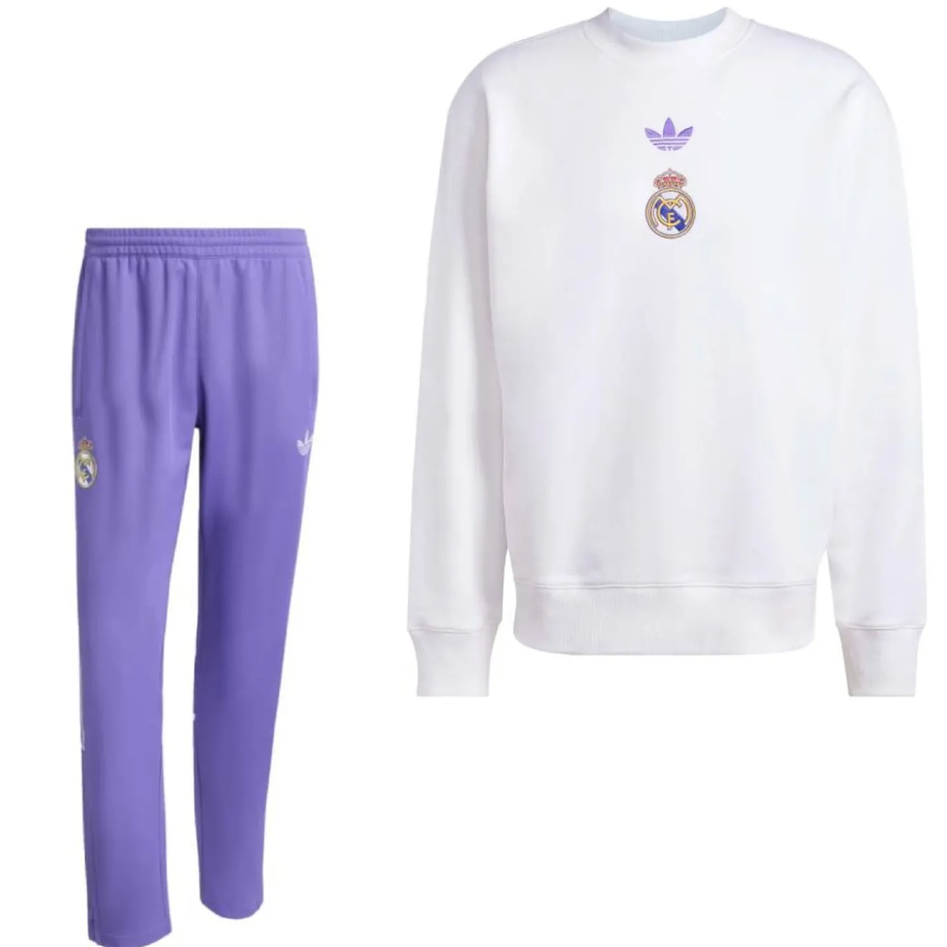 adidas Real Madrid Lifestyler Crew Trainingspak Wit Paars