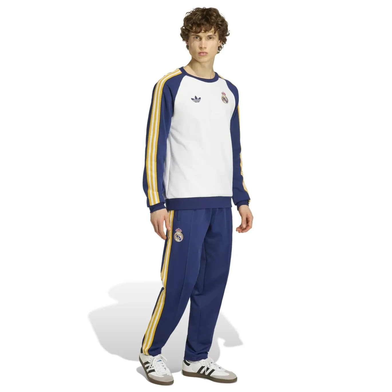 adidas Real Madrid Originals Crew Sweater Wit Donkerblauw Lichtoranje