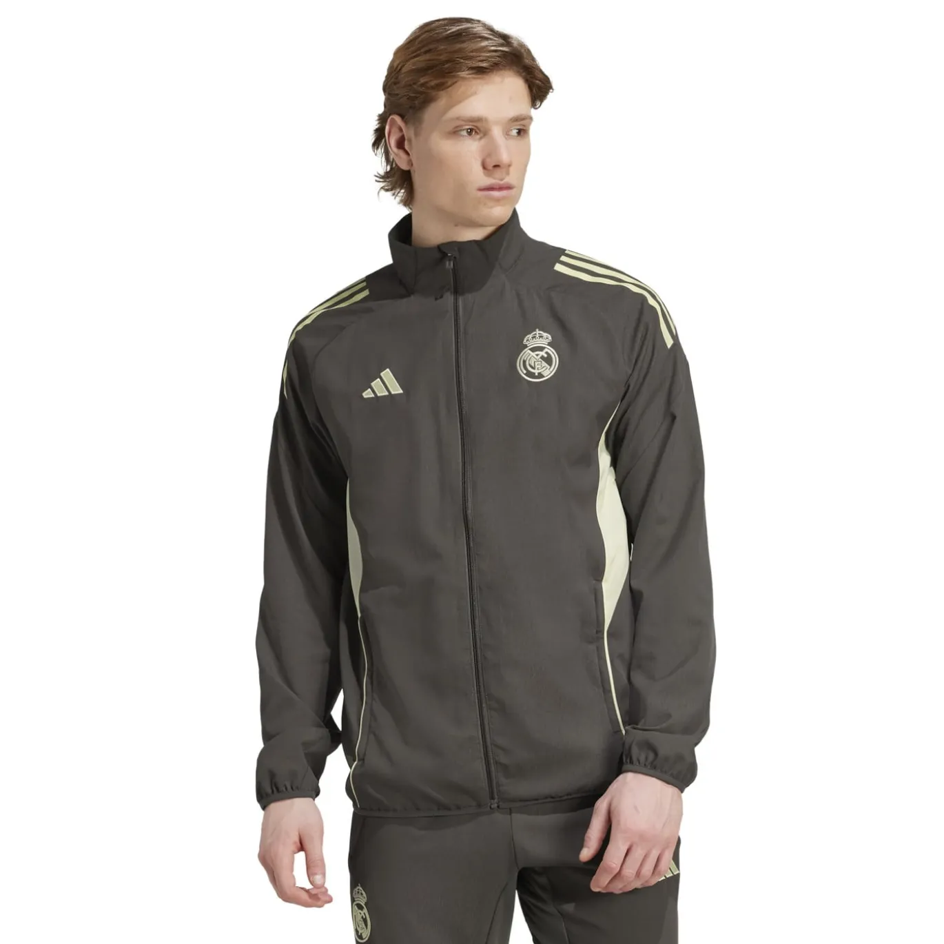 adidas Real Madrid Presentatie Trainingspak Full-Zip 2025-2026 Grijs Lichtgroen