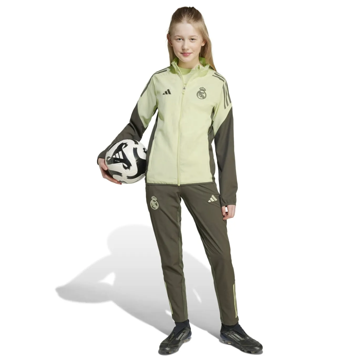 adidas Real Madrid Presentatie Trainingsjack 2025-2026 Kids Lichtgroen Grijs