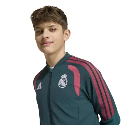 adidas Real Madrid Presentatie Trainingsjack 2026-2027 Kids Donkergroen Roze Wit