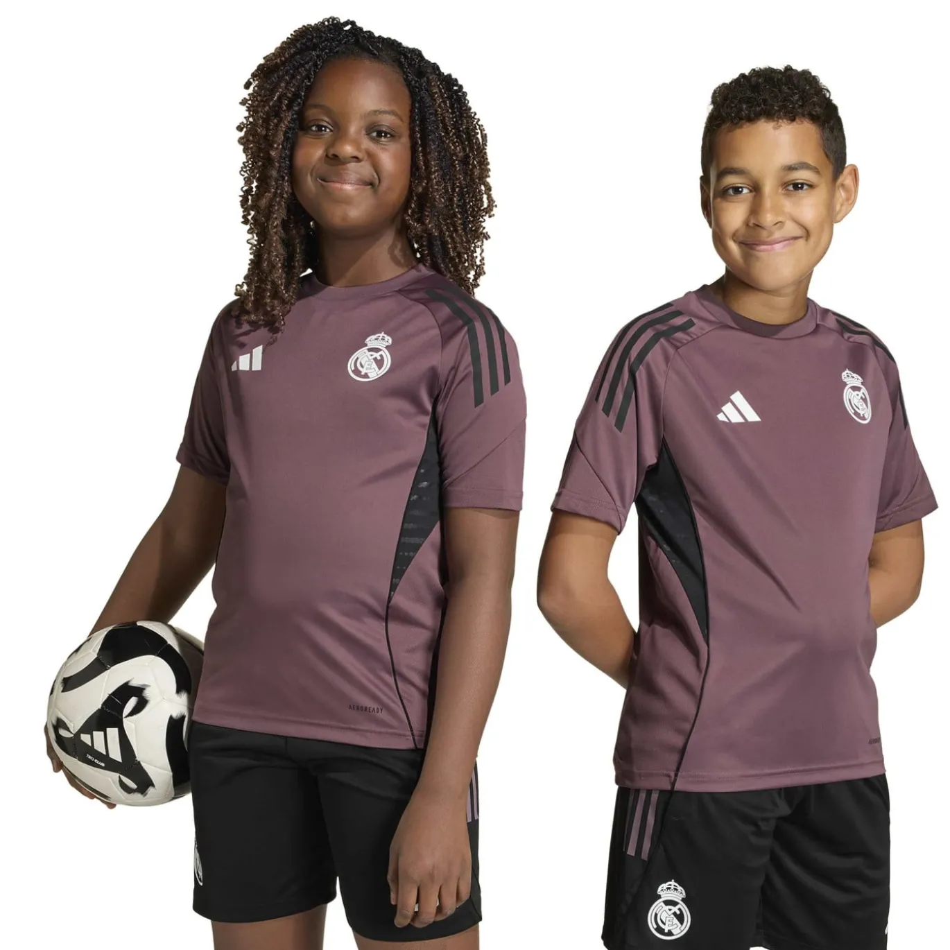 adidas Real Madrid Trainingshirt 2025-2026 Kids Paars Zwart Wit