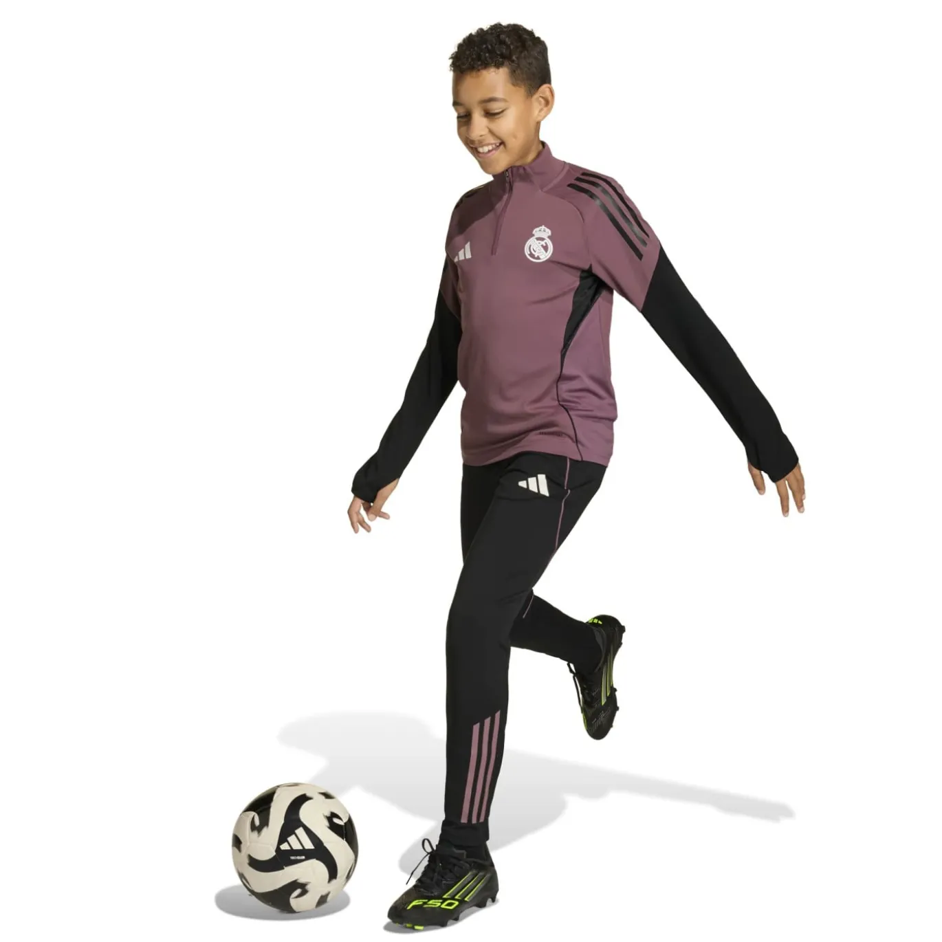 adidas Real Madrid Trainingstrui 1/4-Zip 2025-2026 Kids Paars Zwart Wit