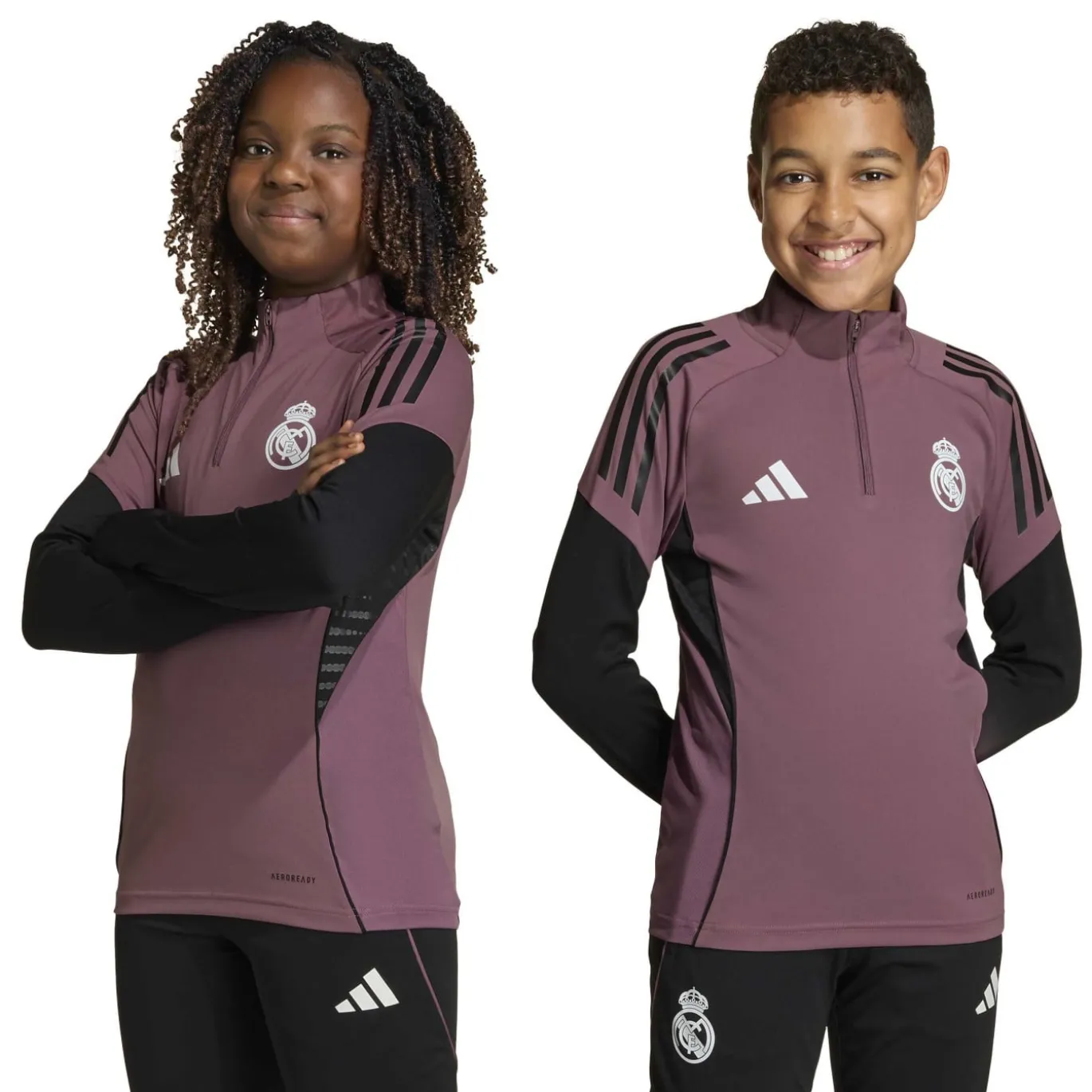 adidas Real Madrid Trainingstrui 1/4-Zip 2025-2026 Kids Paars Zwart Wit