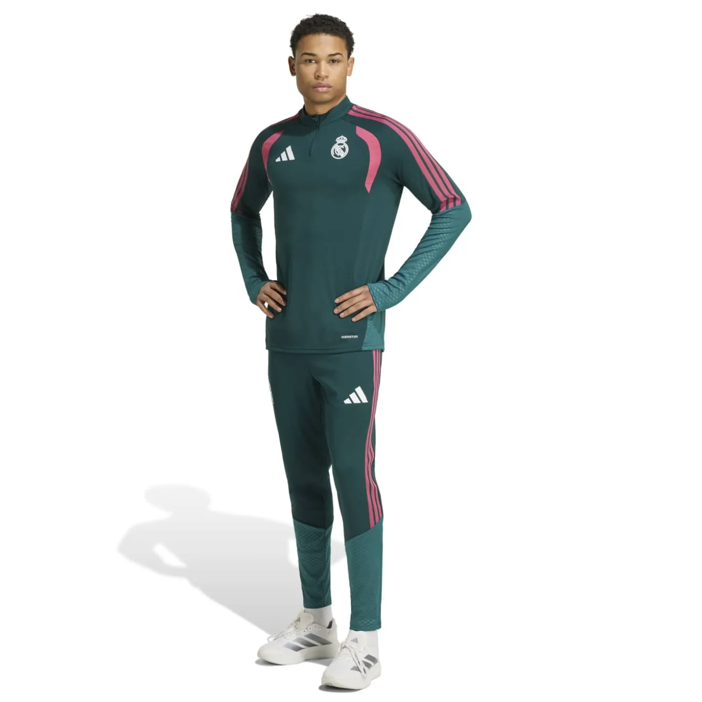 adidas Real Madrid Trainingstrui 1/4-Zip 2026-2027 Donkergroen Roze Wit