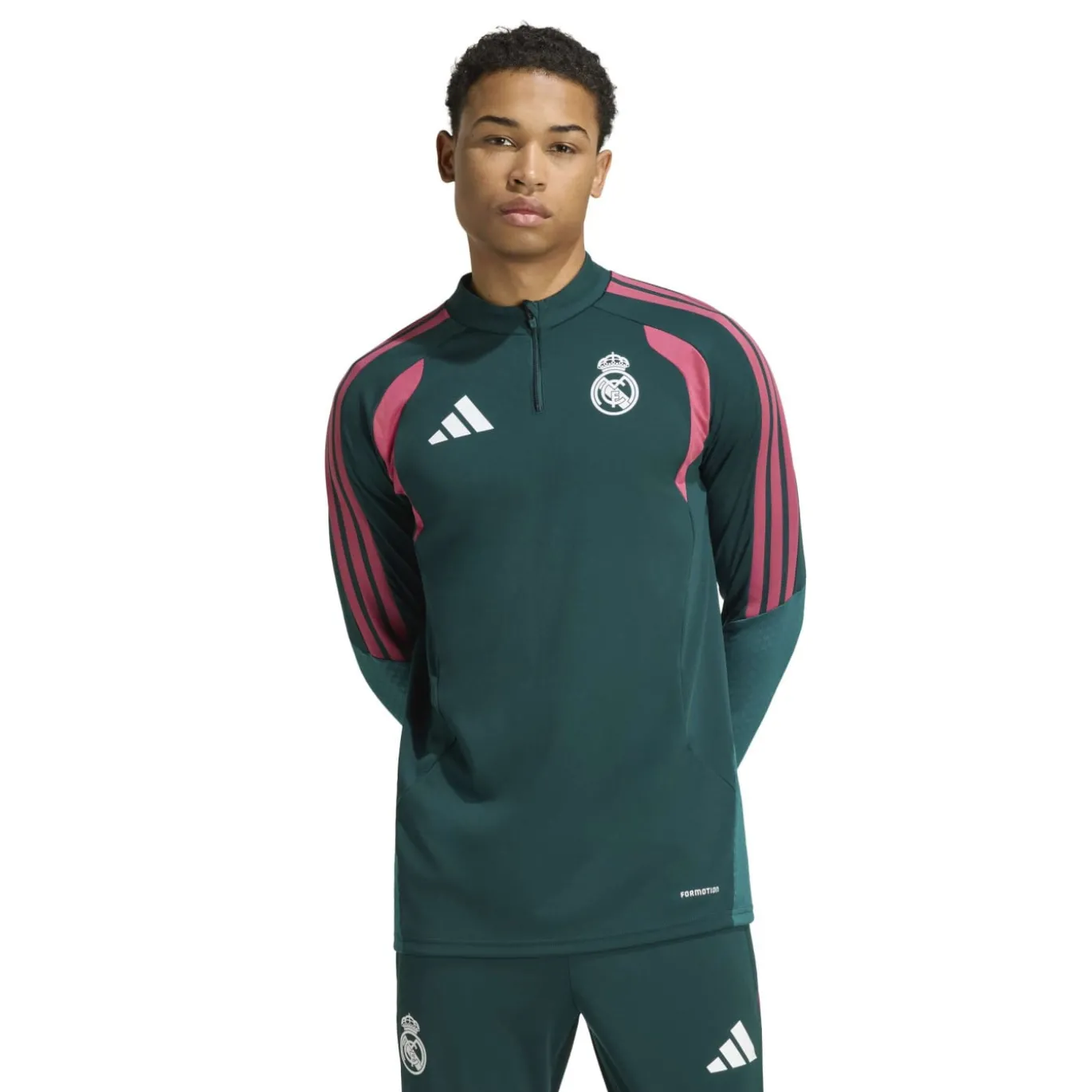 adidas Real Madrid Trainingstrui 1/4-Zip 2026-2027 Donkergroen Roze Wit