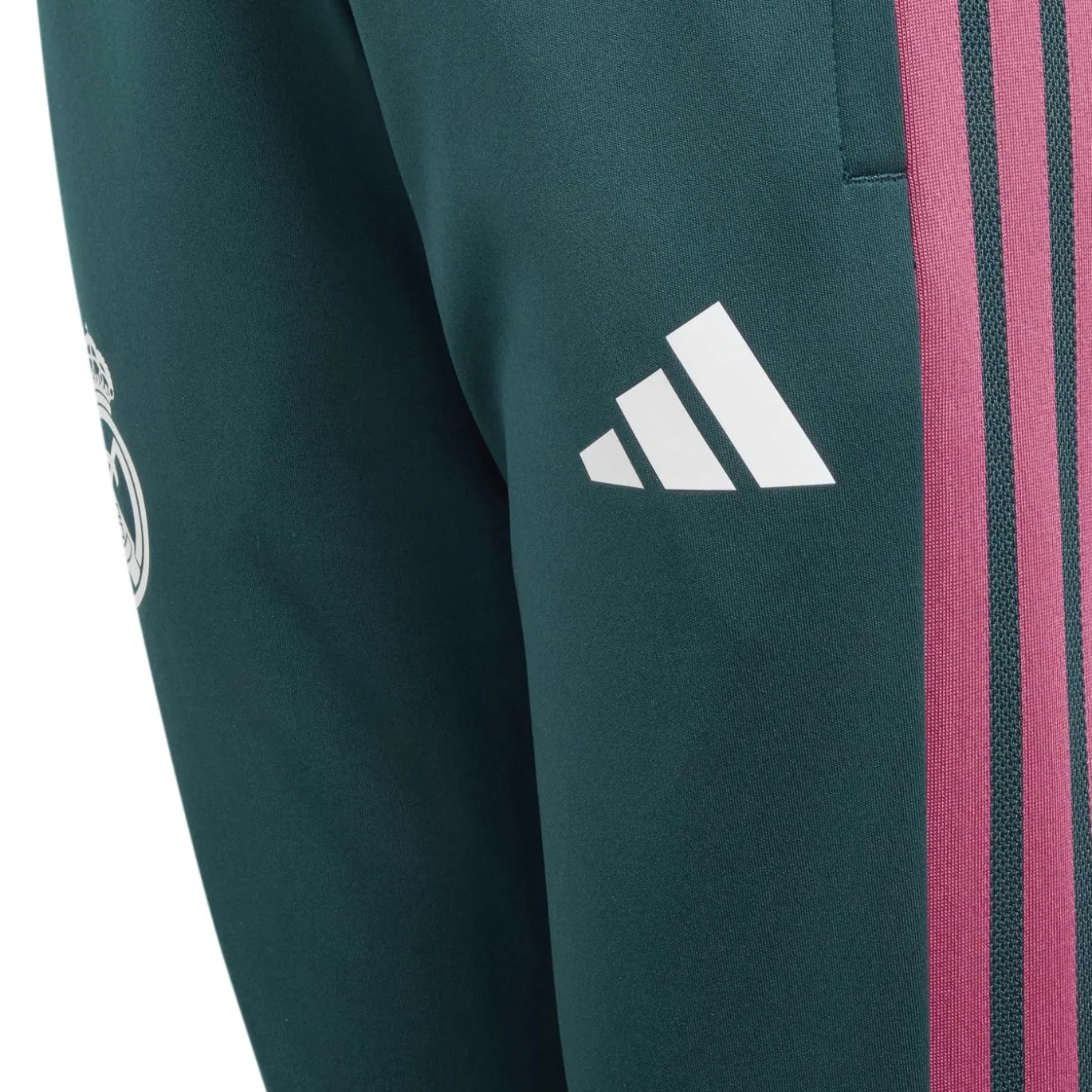 adidas Real Madrid Trainingsbroek 2026-2027 Kids Donkergroen Roze Wit