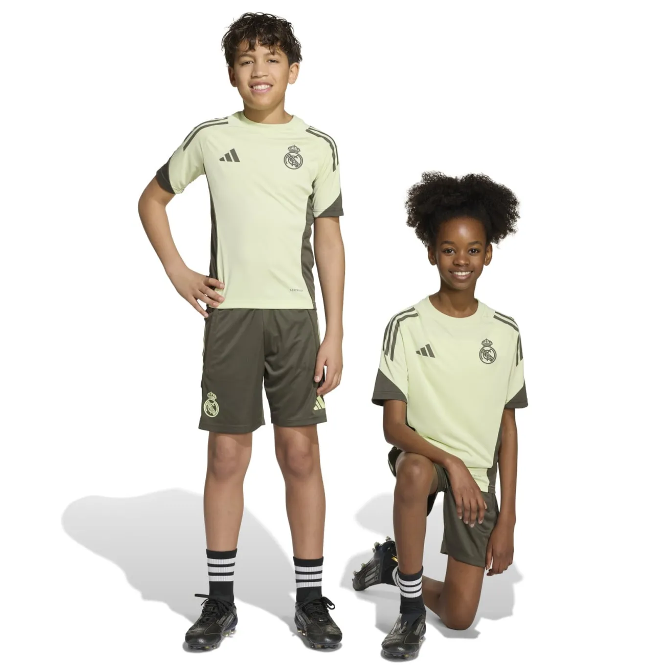 adidas Real Madrid Trainingsbroekje 2025-2026 Kids Grijs Lichtgroen
