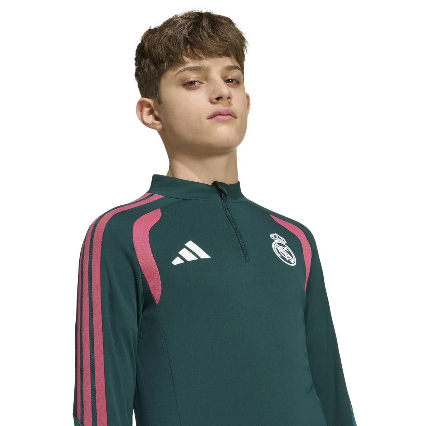 adidas Real Madrid Trainingspak 1/4-Zip 2026-2027 Kids Donkergroen Roze Wit