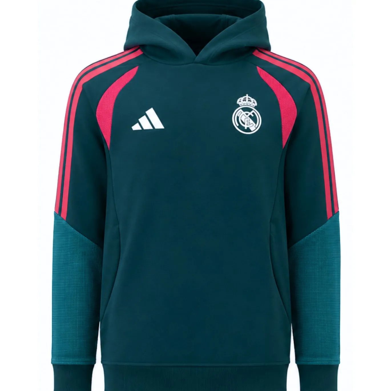 adidas Real Madrid Trainingspak Hooded 2026-2027 Kids Donkergroen Roze Wit