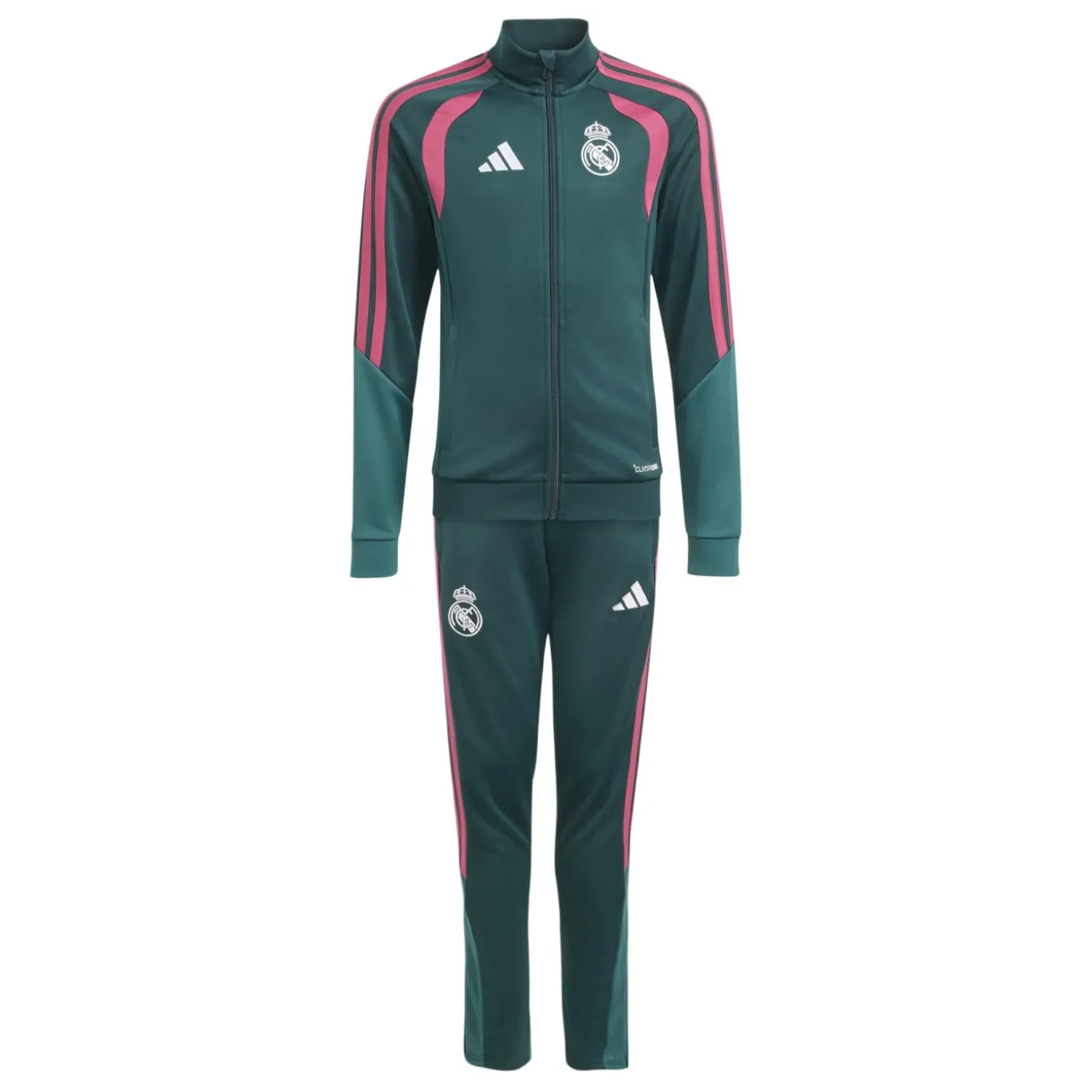 adidas Real Madrid Trainingspak 2026-2027 Kids Donkergroen Roze Wit