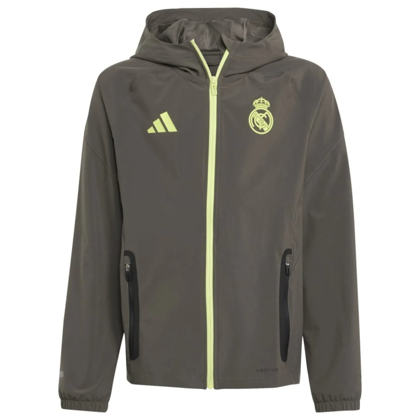 adidas Real Madrid Vis Tech Trainingspak Full-Zip Kids Grijs Lichtgroen