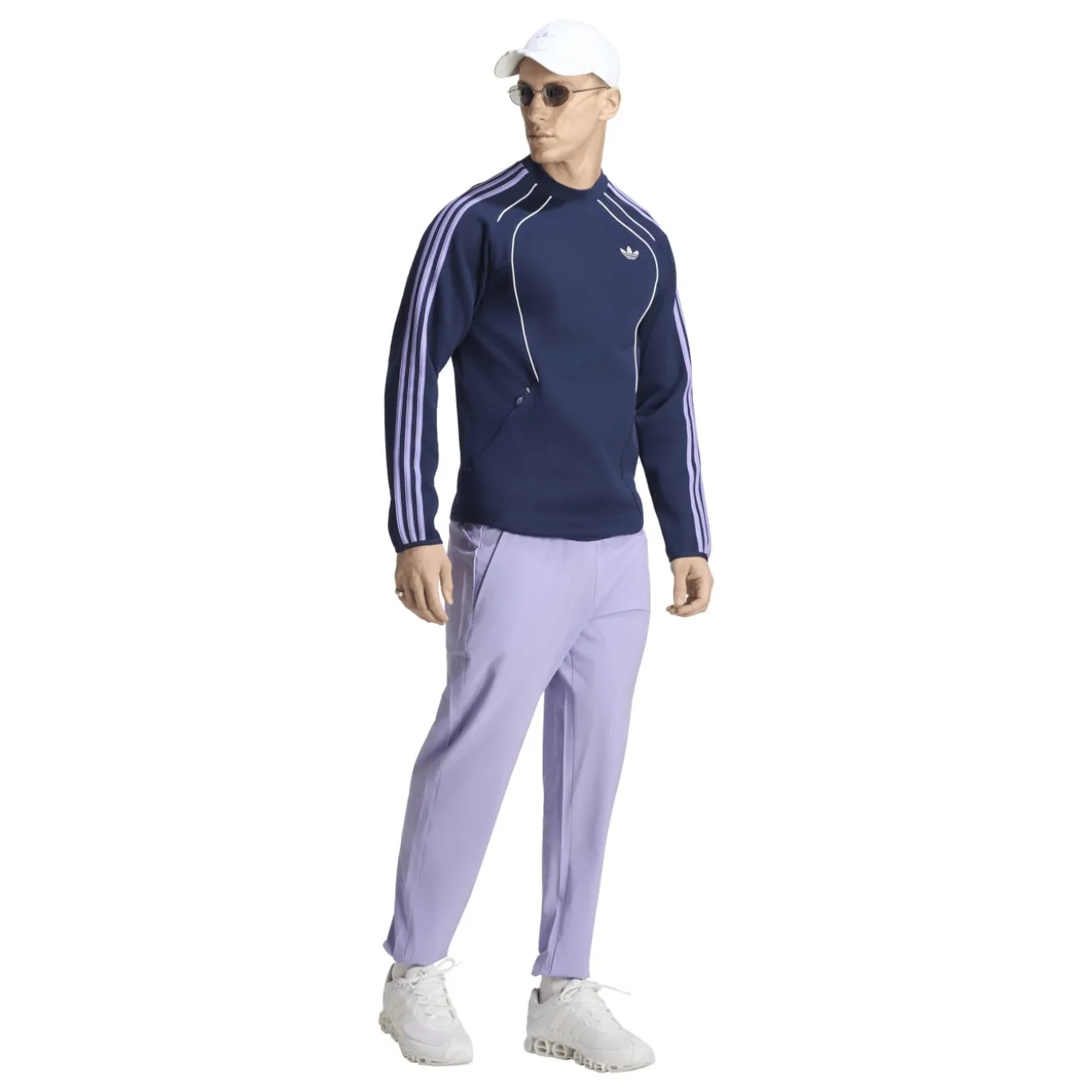 adidas Spacer Crew Sweater Donkerblauw Paars Wit