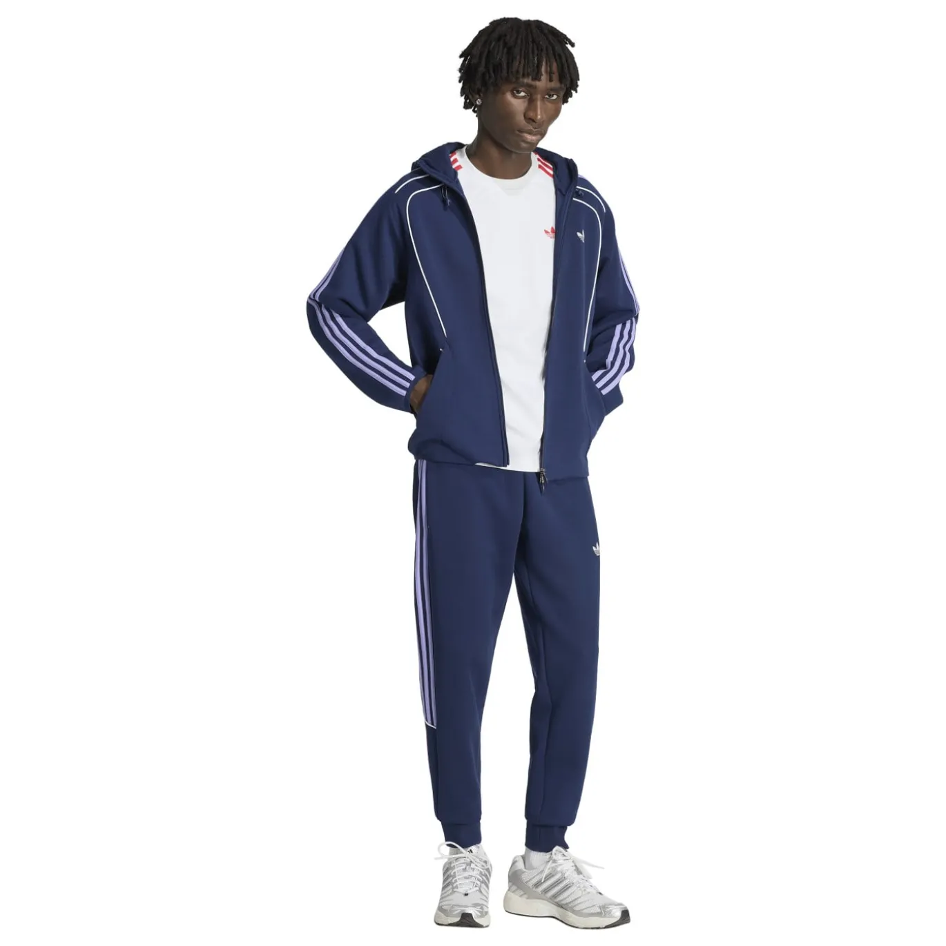 adidas Spacer Trainingsjack Hooded Donkerblauw Paars Wit