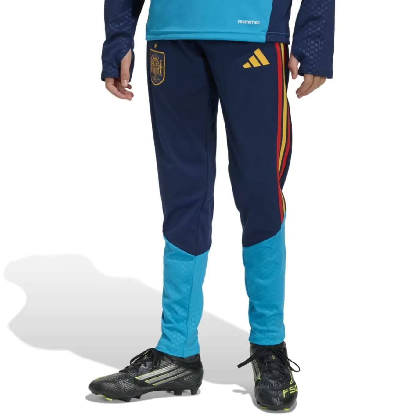 adidas Spanje Trainingsbroek 2026-2028 Kids Donkerblauw Lichtblauw Geel