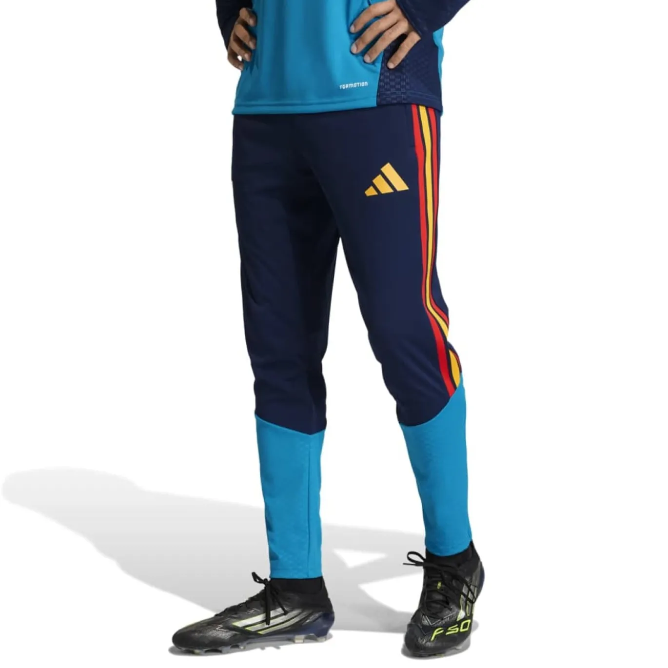 adidas Spanje Trainingsbroek 2026-2028 Donkerblauw Lichtblauw Geel