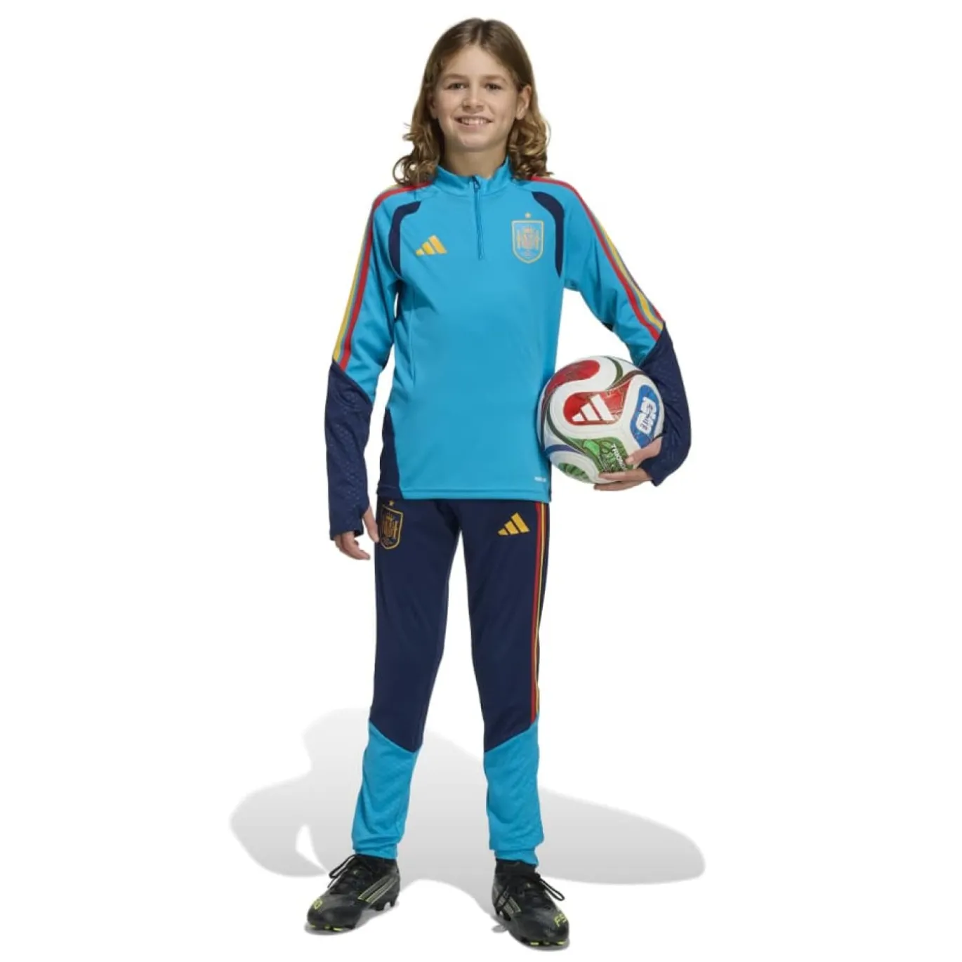 adidas Spanje Trainingspak 1/4-Zip 2026-2028 Kids Lichtblauw Donkerblauw Geel