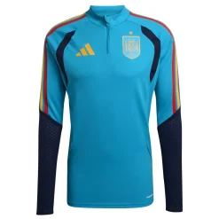 adidas Spanje Trainingstrui 1/4-Zip 2026-2028 Lichtblauw Donkerblauw Geel