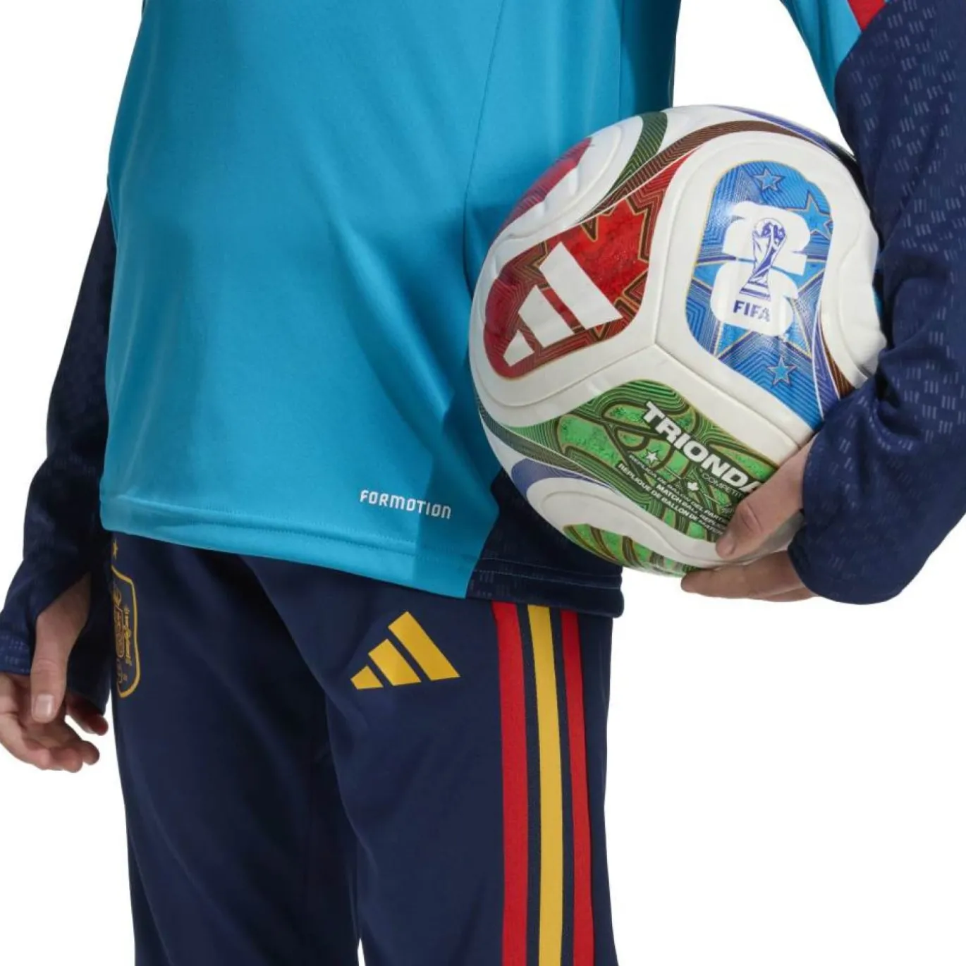 adidas Spanje Trainingstrui 1/4-Zip 2026-2028 Kids Lichtblauw Donkerblauw Geel