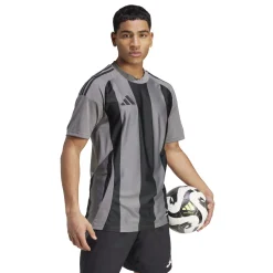adidas Striped 24 Voetbalshirt Grijs Zwart