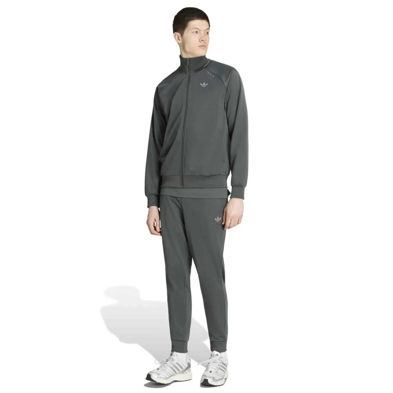 adidas Tech Essential Trainingspak Donkergroen Grijs