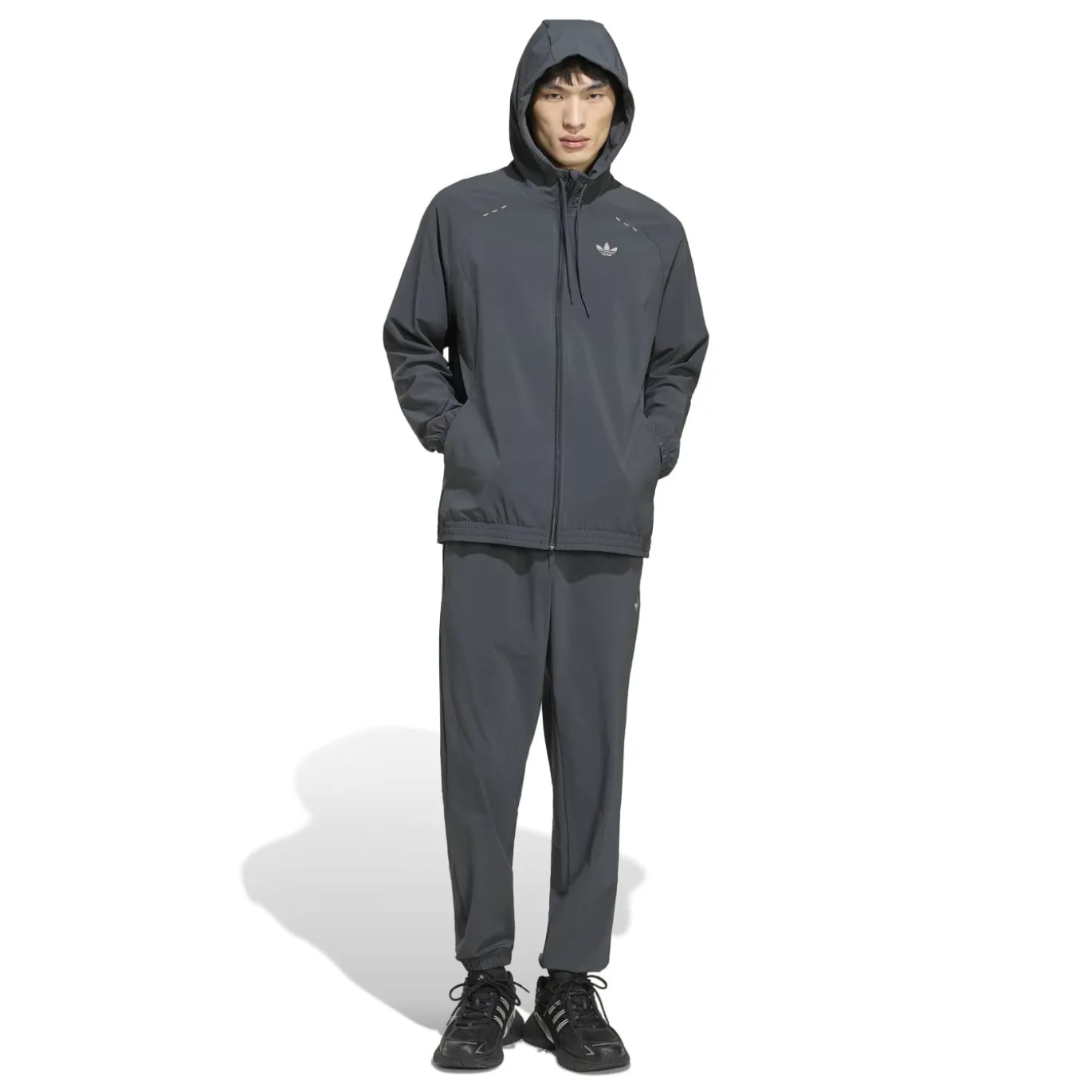 adidas Tech Essential Woven Trainingsjack Donkergrijs Zilver