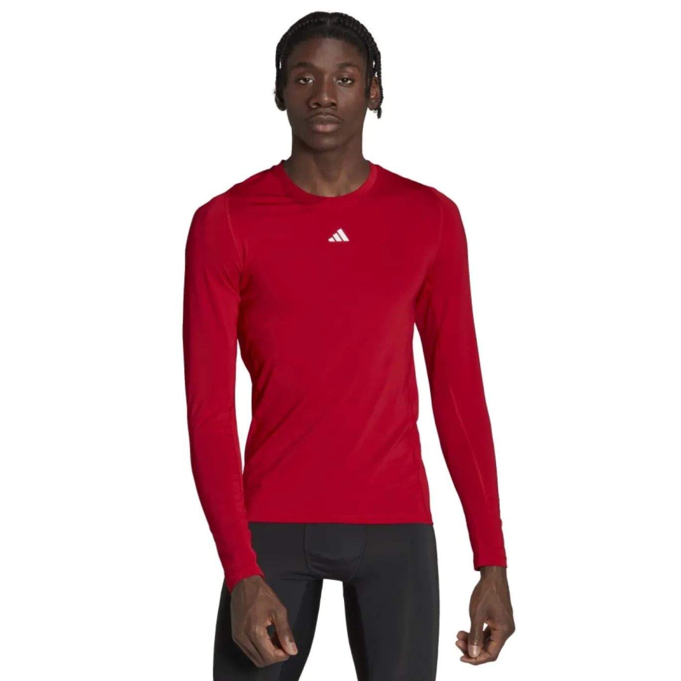 adidas TechFit Ondershirt Lange Mouwen Rood Grijs