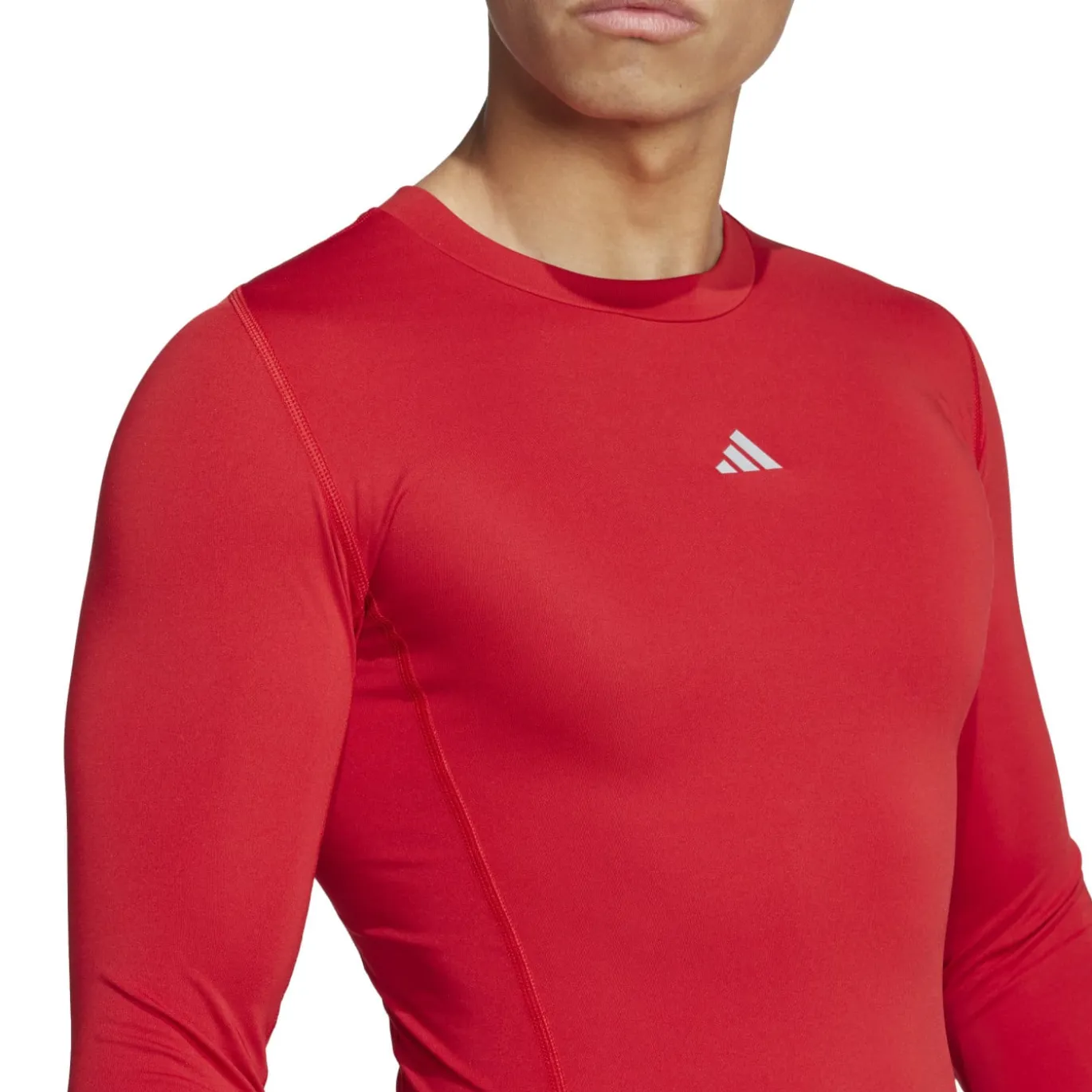 adidas Techfit Ondershirt Lange Mouwen Rood Wit