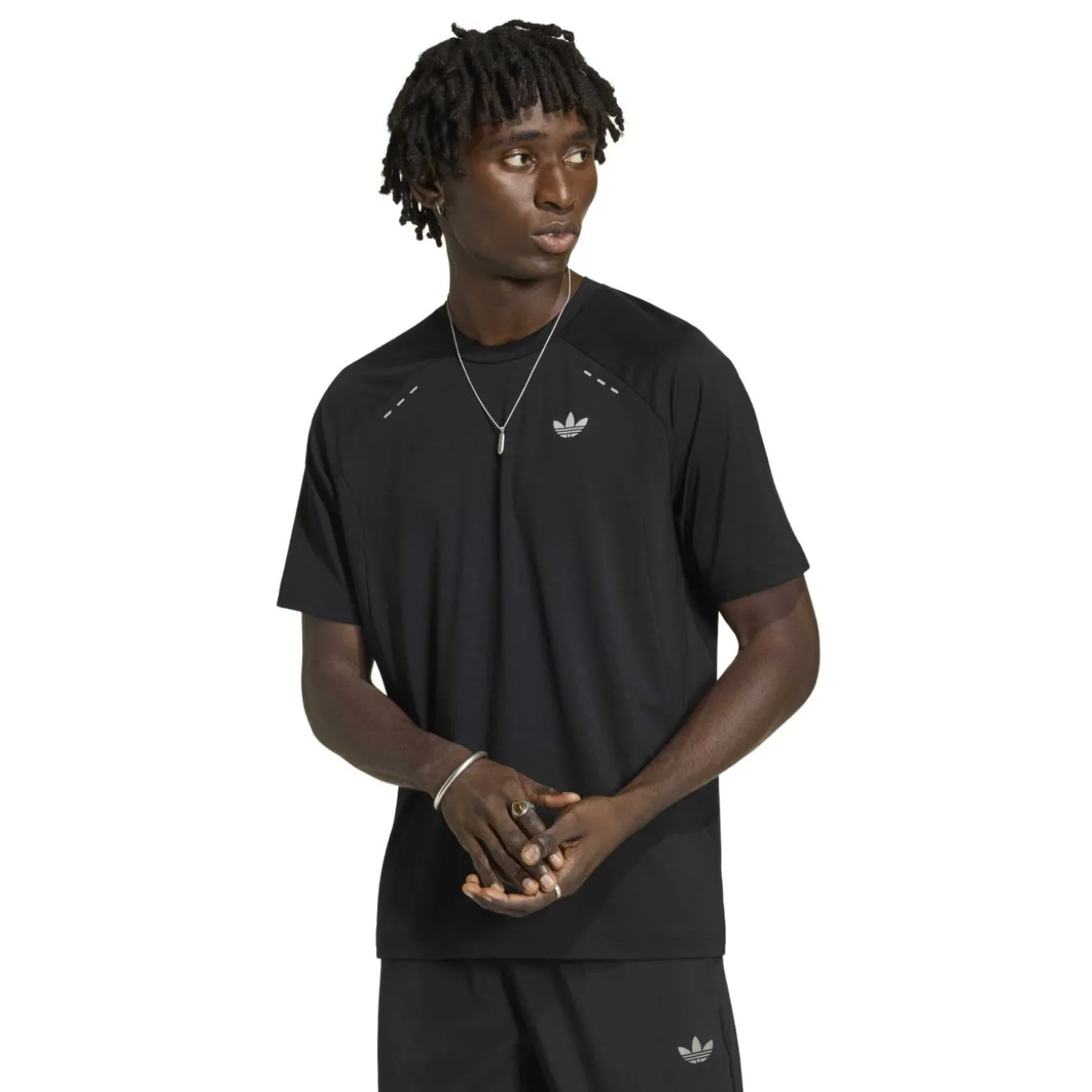 adidas Tech Trefoil Essential T-Shirt Zwart Zilver
