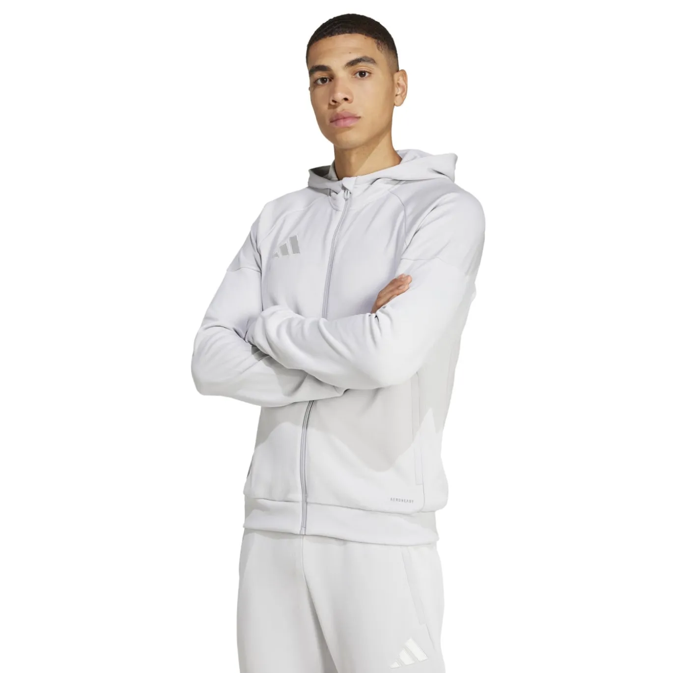 adidas Tiro 25 Casual Trainingspak Full-Zip Hooded Lichtgrijs Wit